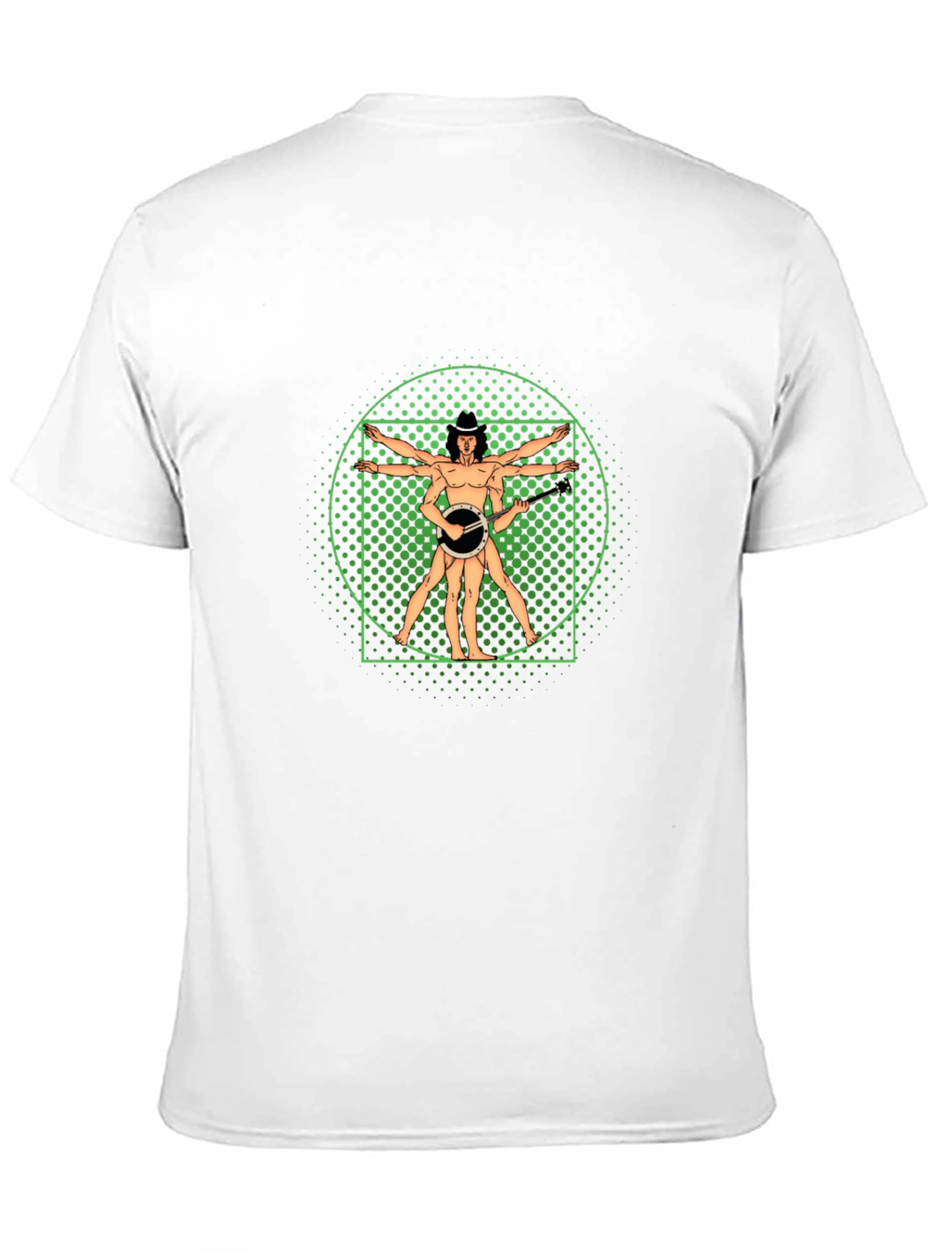 Vitruvian Banjo Player Black T-Shirt