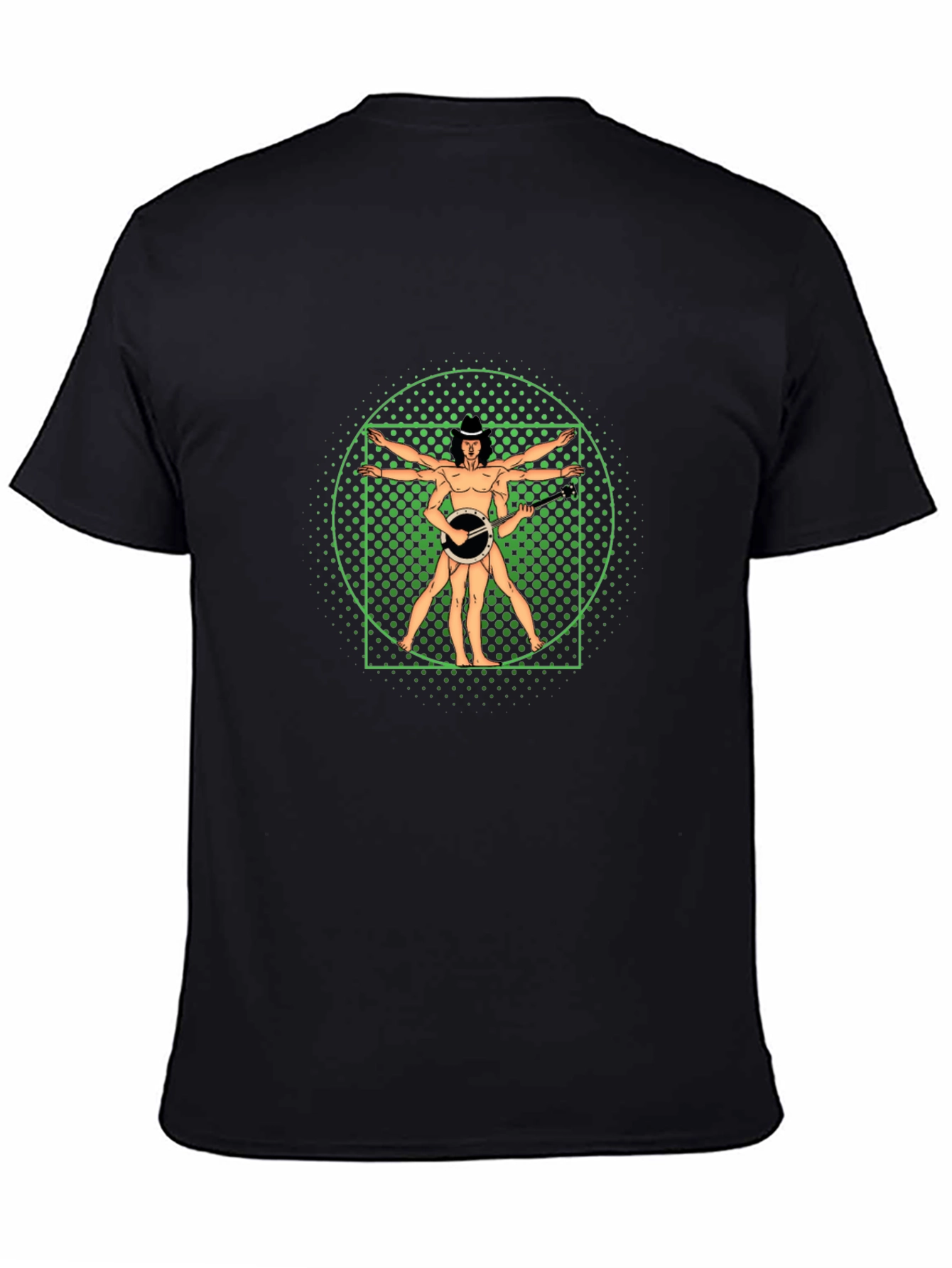 Vitruvian Banjo Player Black T-Shirt