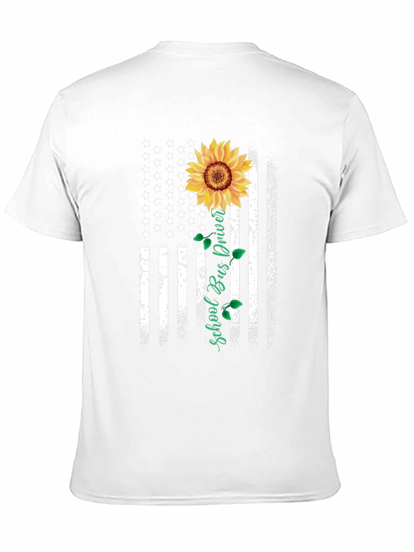 Sunflower American Flag School Bus Driver T-Shirt