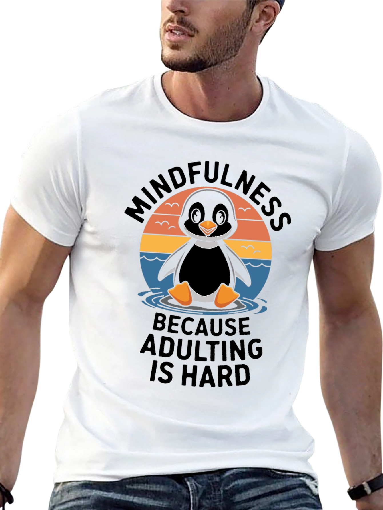 Mindfulness Penguin Adulting Hard T-Shirt