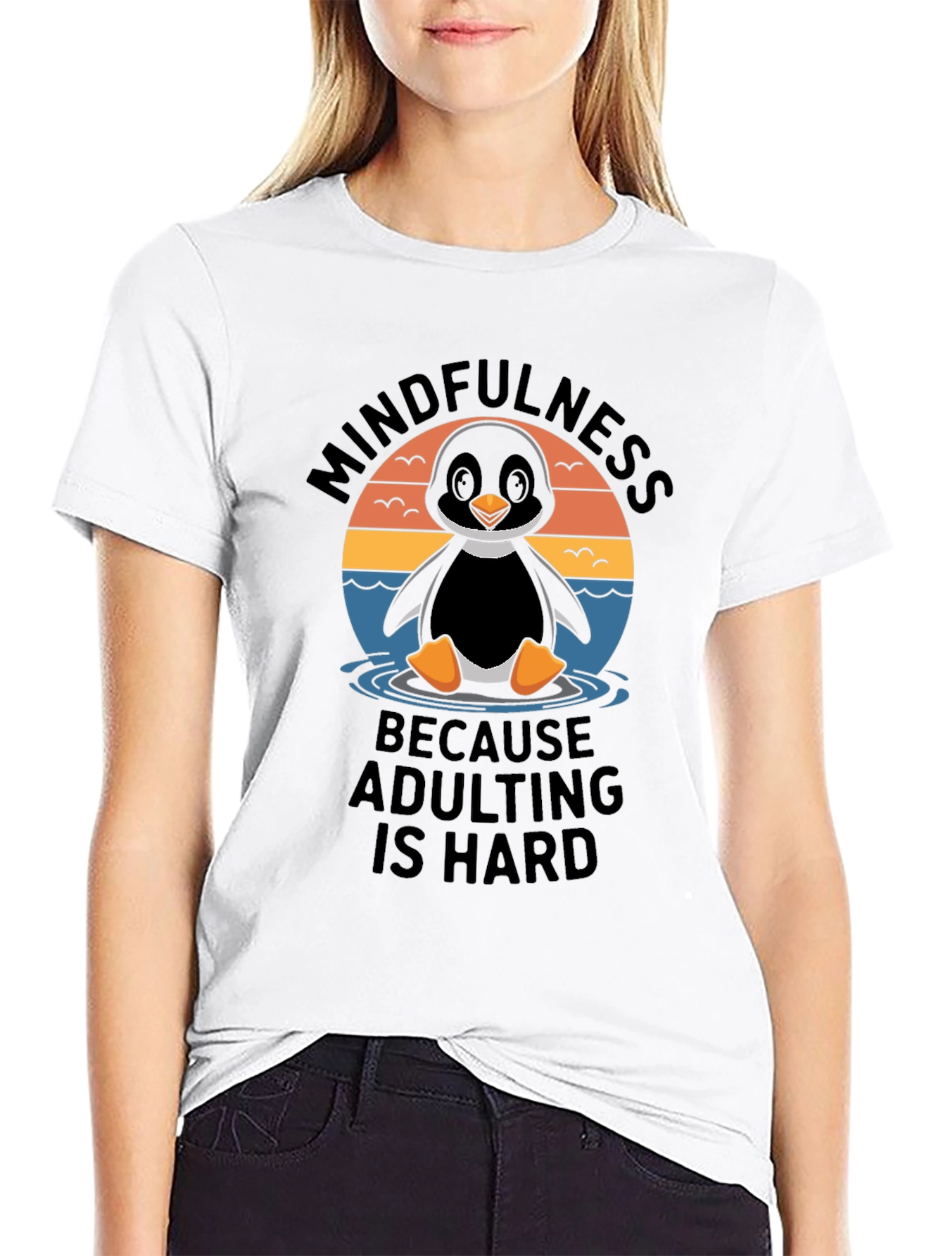 Mindfulness Penguin Adulting Hard T-Shirt