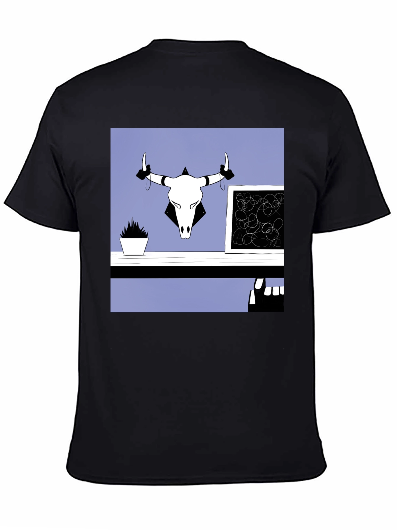 Graphic Tee with Bull Skull Art