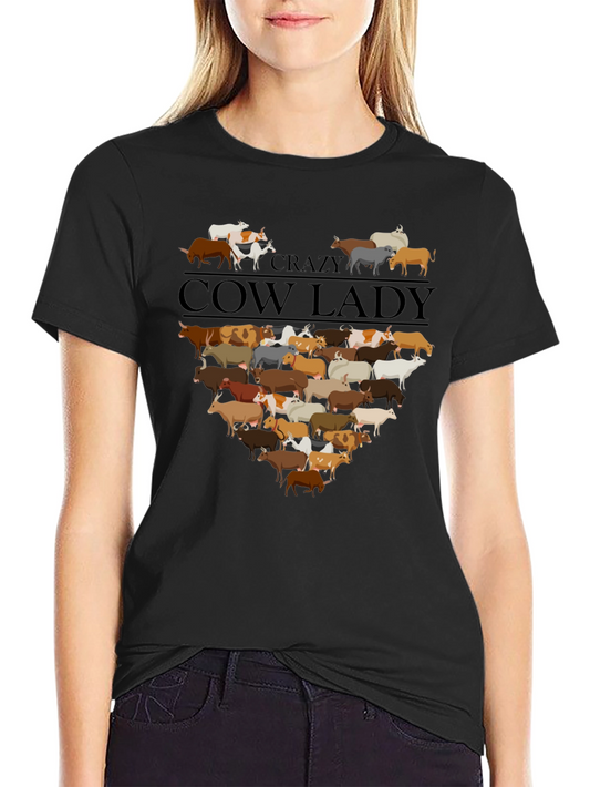 Crazy Cow Lady Graphic Tee - Cute Farm Animal T-Shirt