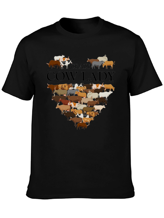 Crazy Cow Lady Graphic Tee - Cute Farm Animal T-Shirt