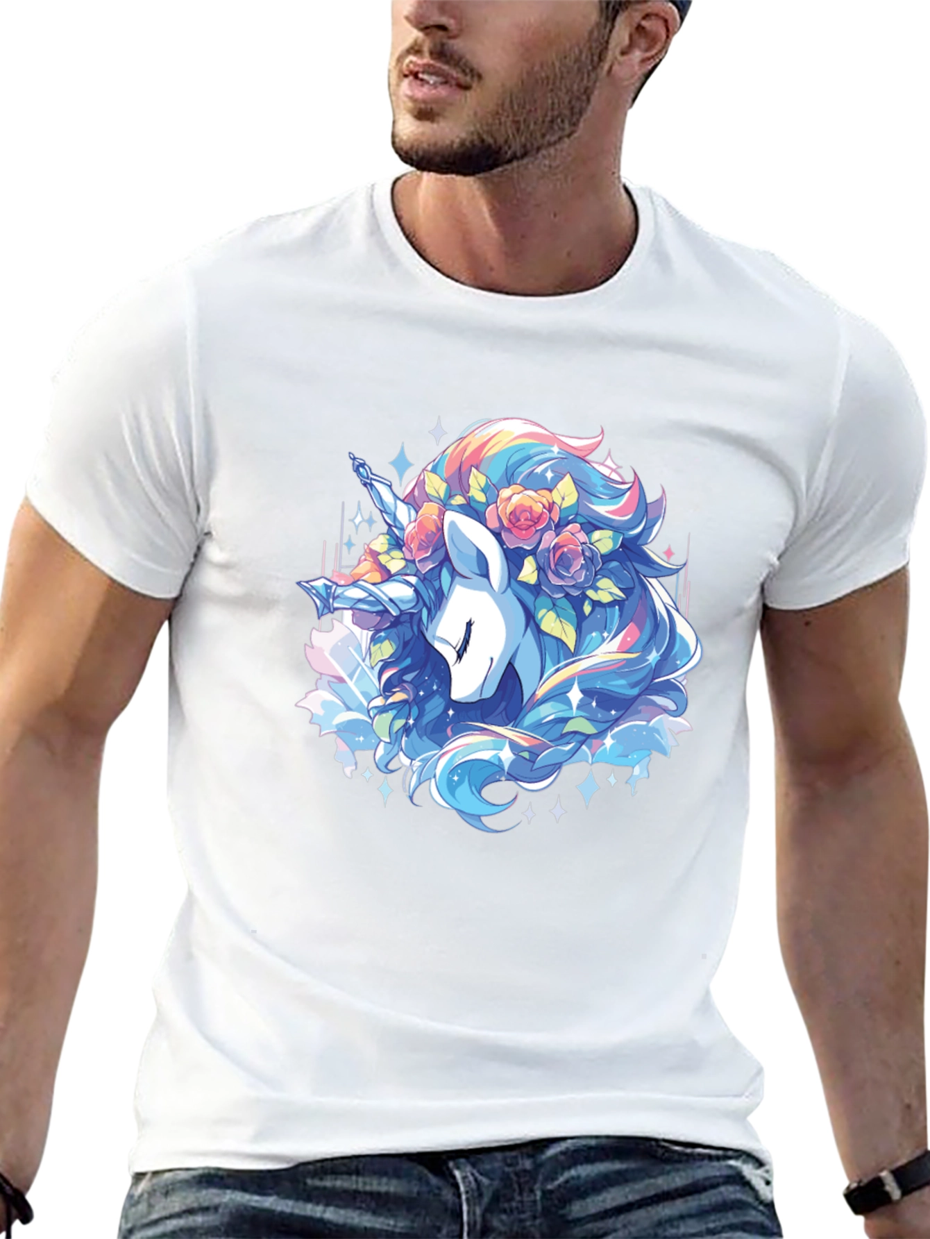 Unicorn Floral T-Shirt - Black