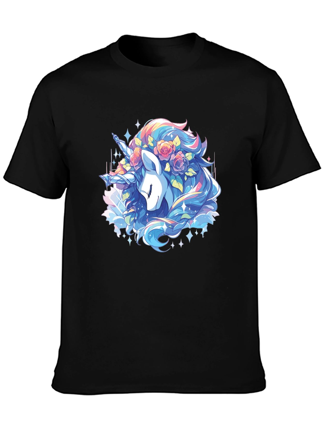 Unicorn Floral T-Shirt - Black