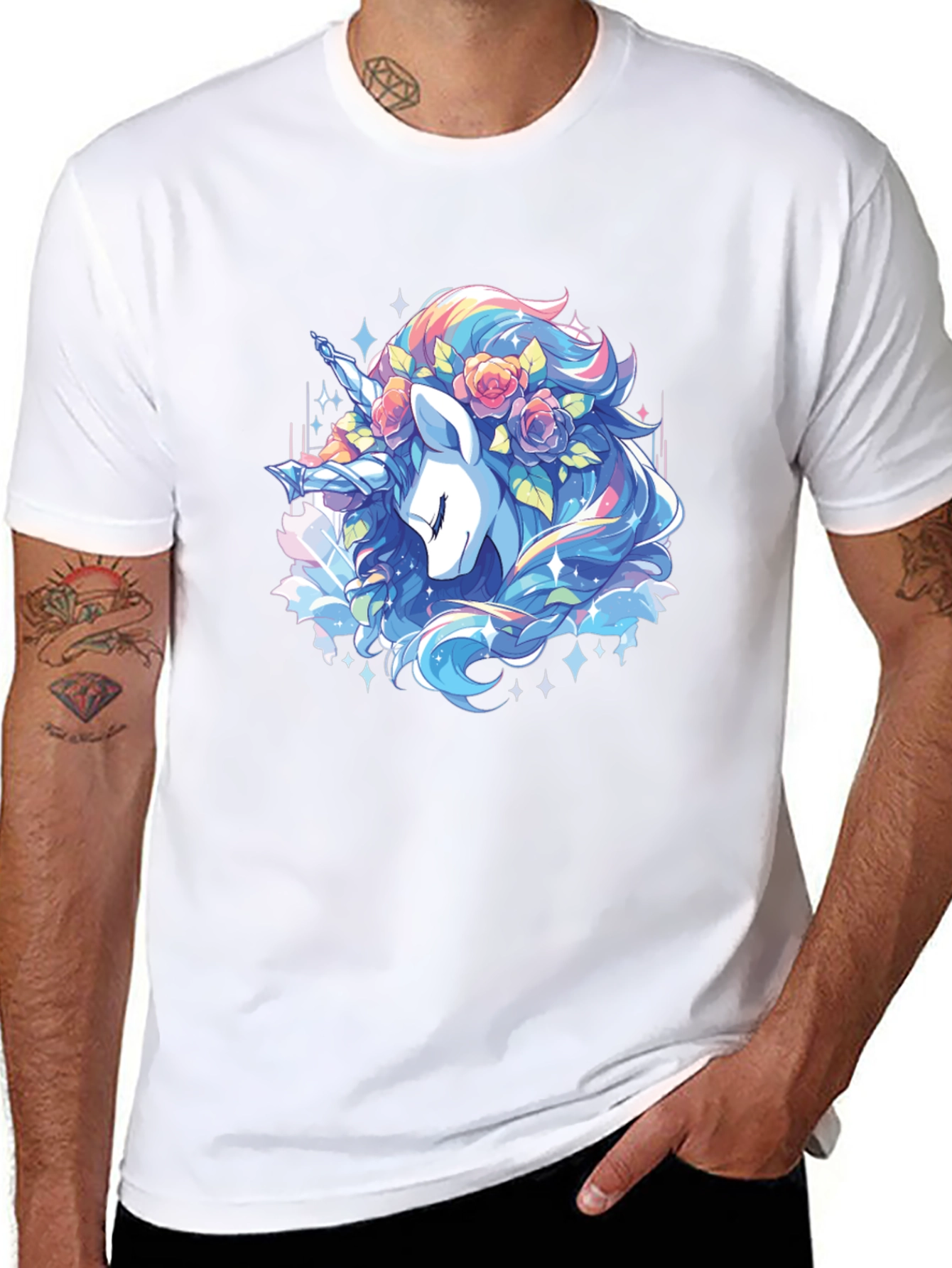 Unicorn Floral T-Shirt - Black