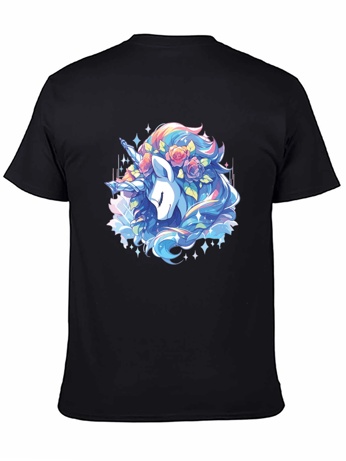 Unicorn Floral T-Shirt - Black