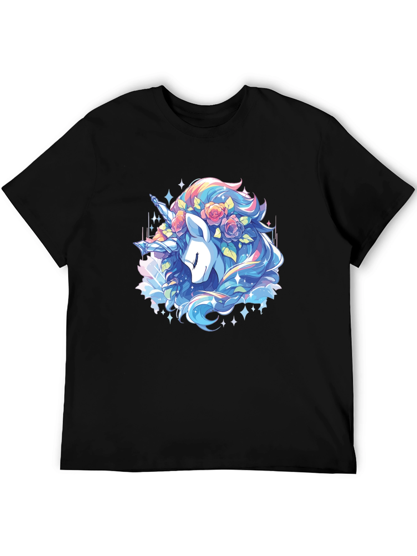 Unicorn Floral T-Shirt - Black