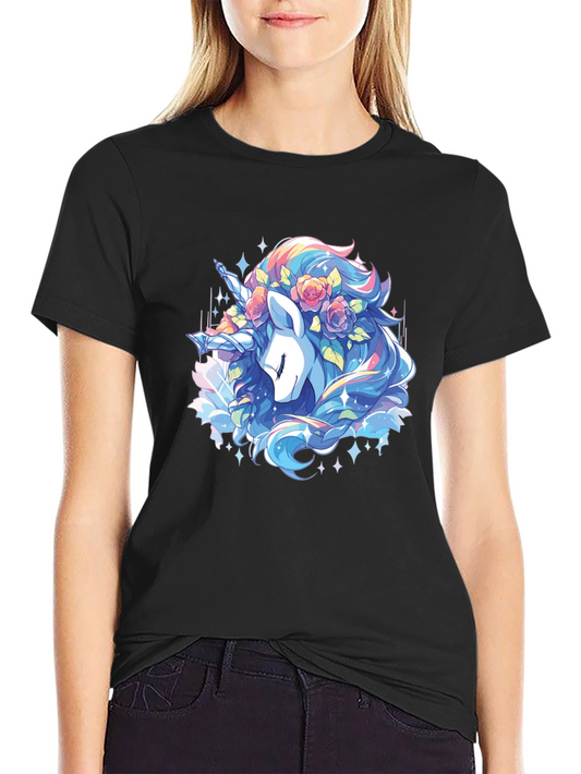 Unicorn Floral T-Shirt - Black