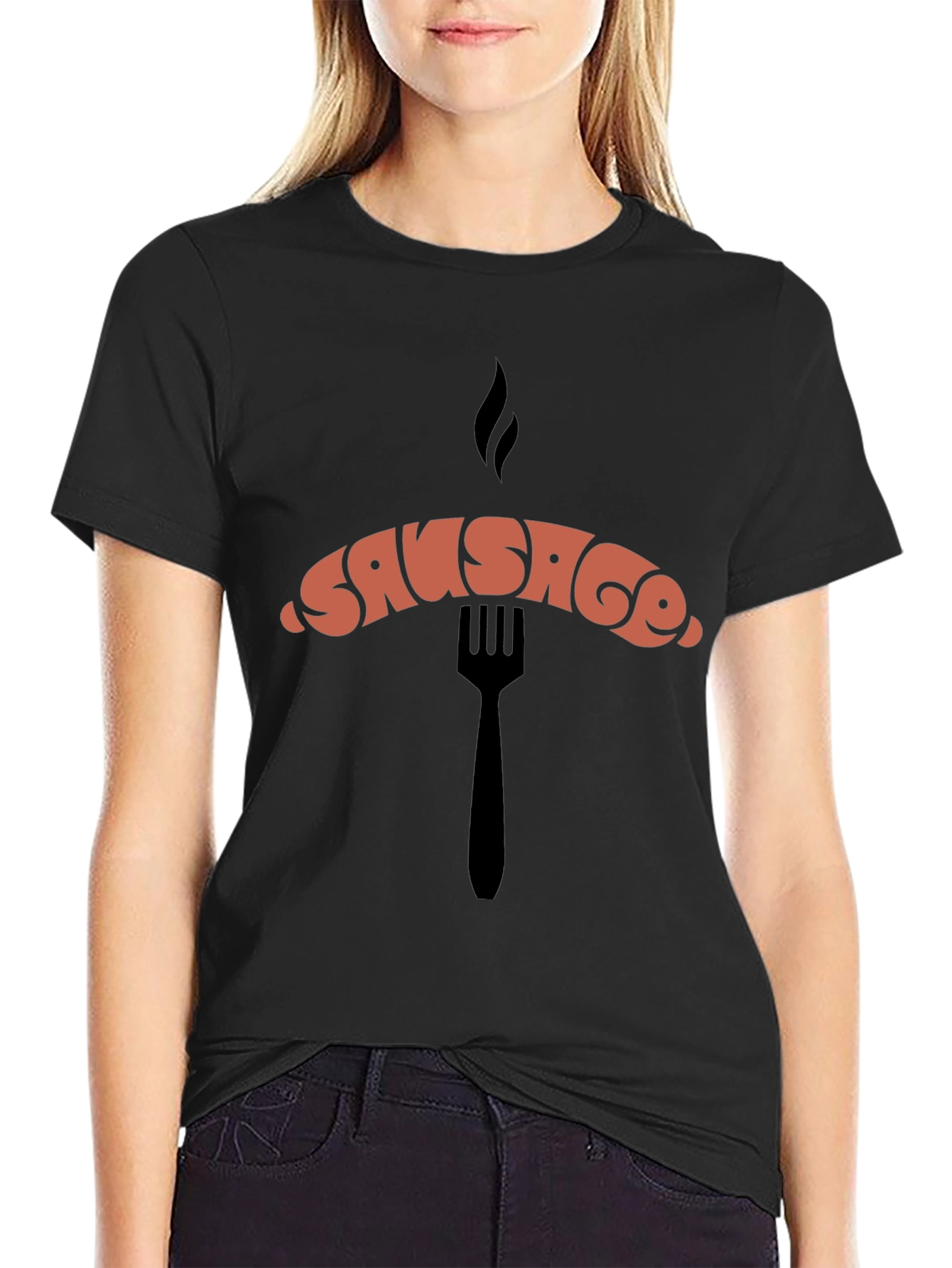 Sausage Graphic Black T-Shirt