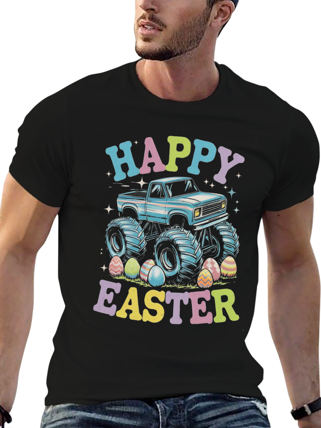 Happy Easter Monster Truck Graphic T-Shirt