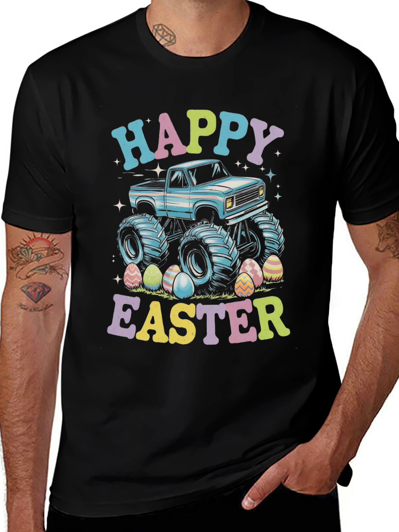 Happy Easter Monster Truck Graphic T-Shirt