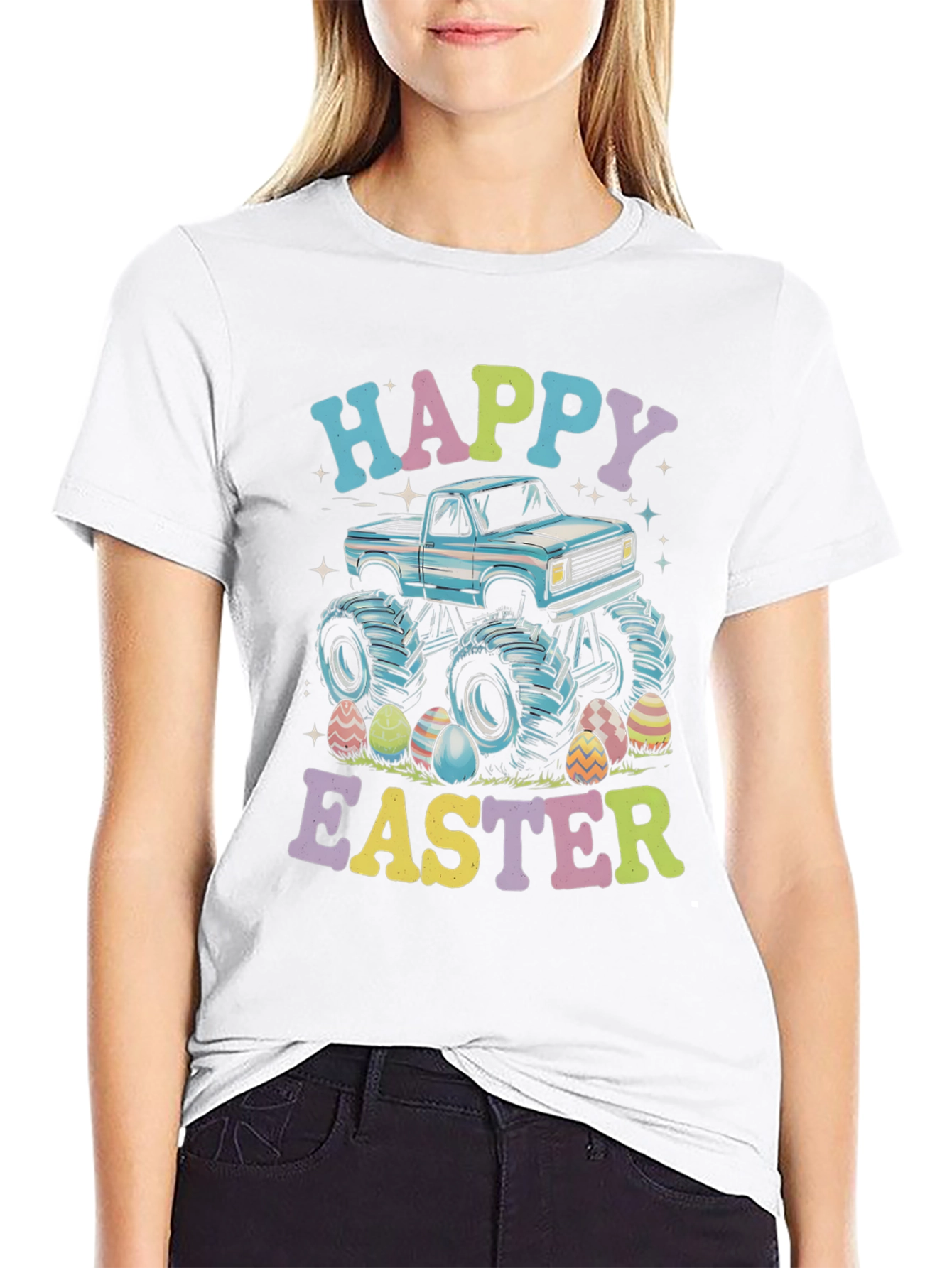 Happy Easter Monster Truck Graphic T-Shirt