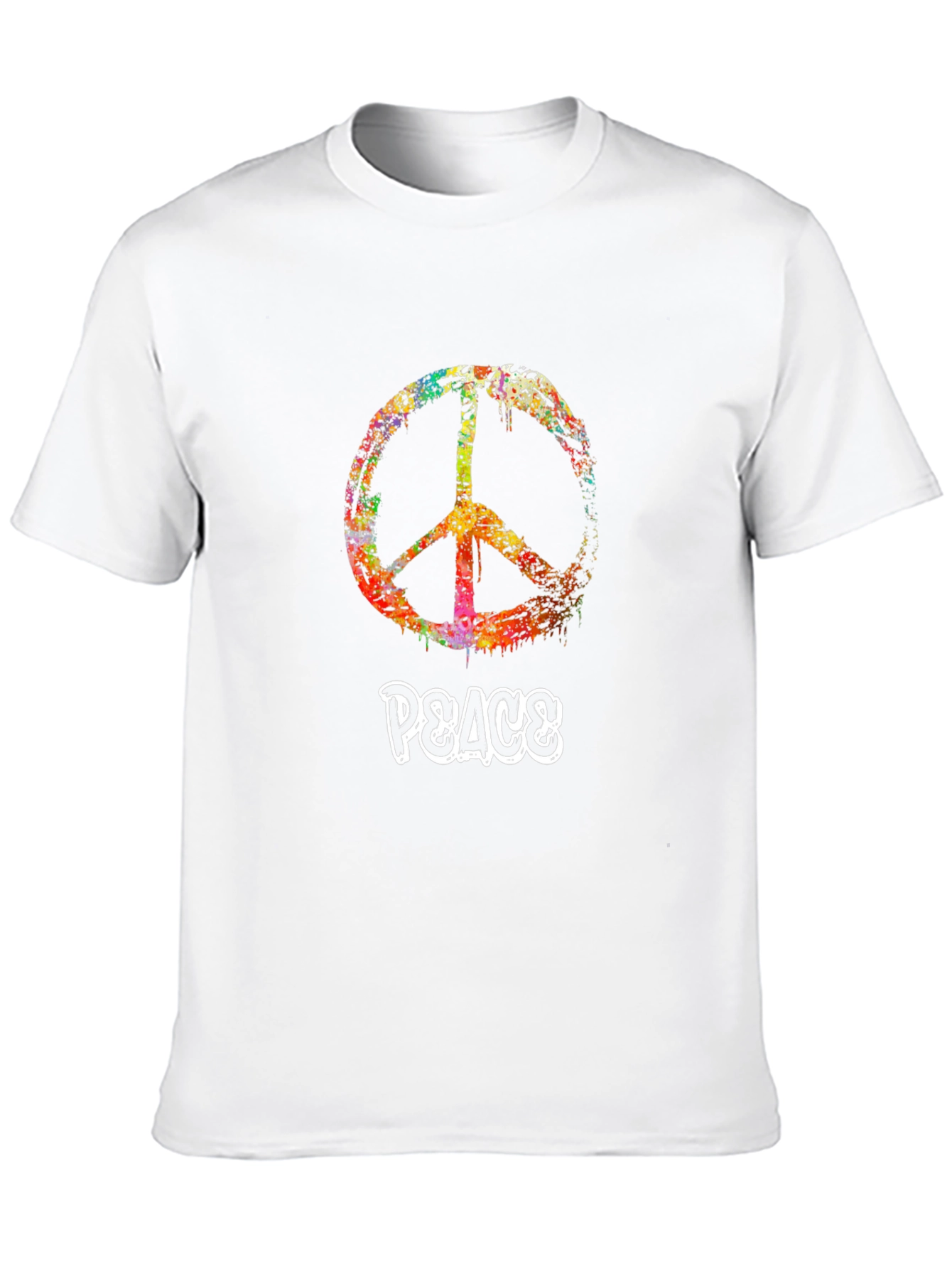 Peace Sign Graphic Tee - Black Cotton Casual T-Shirt