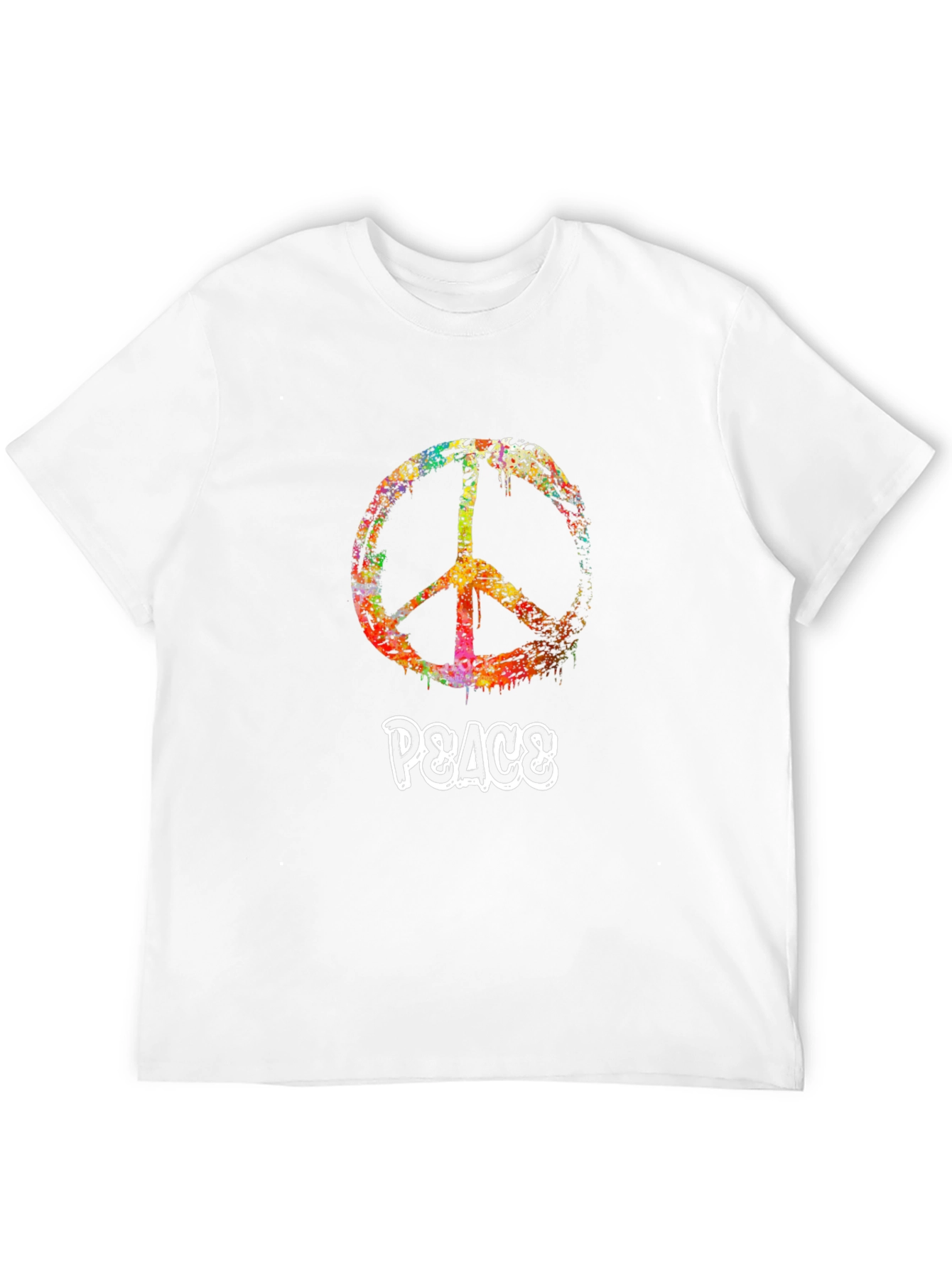 Peace Sign Graphic Tee - Black Cotton Casual T-Shirt