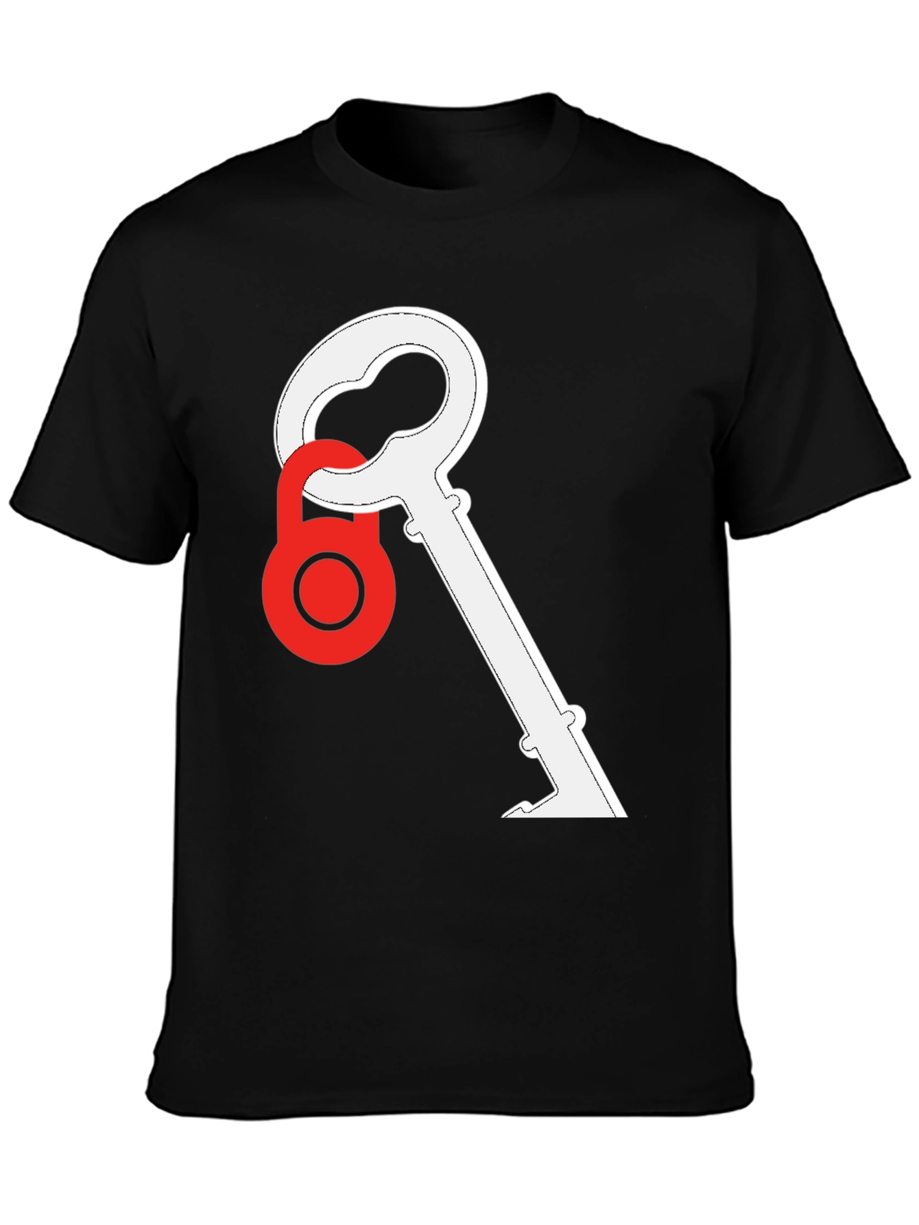 Key and Lock Graphic Tee - Stylish Black T-Shirt