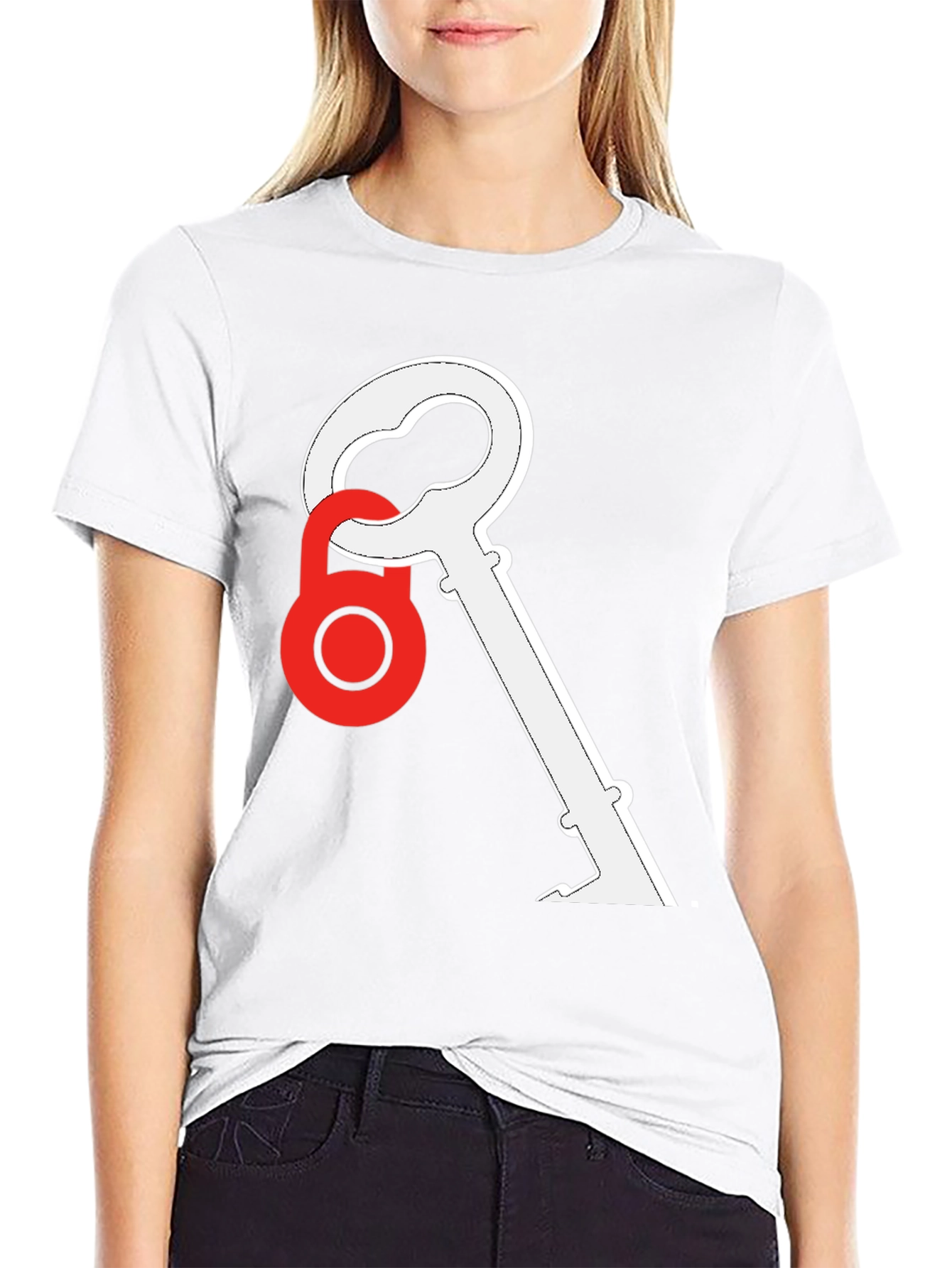Key and Lock Graphic Tee - Stylish Black T-Shirt