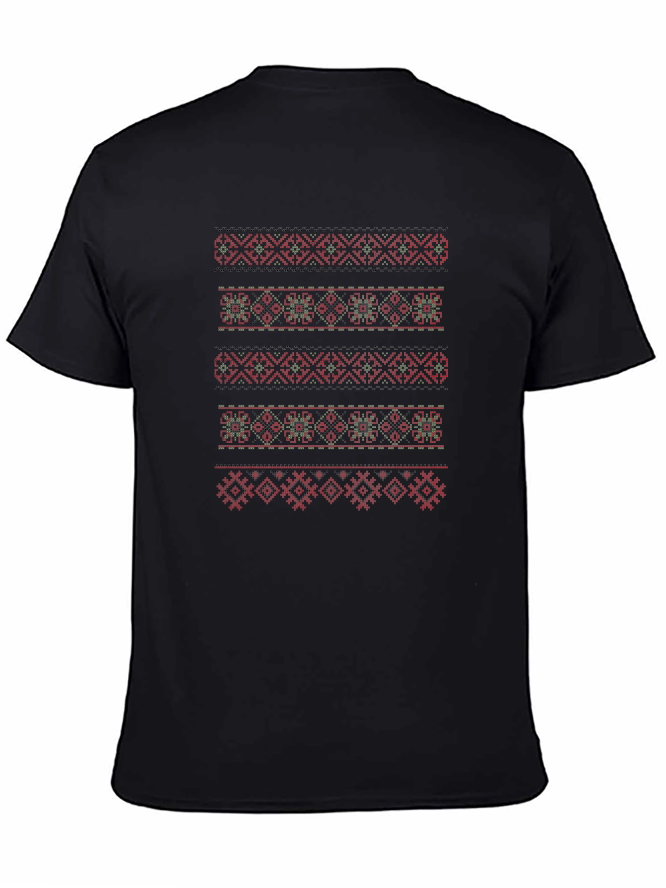 Embroidered Pattern Tee - Black Cotton Blend