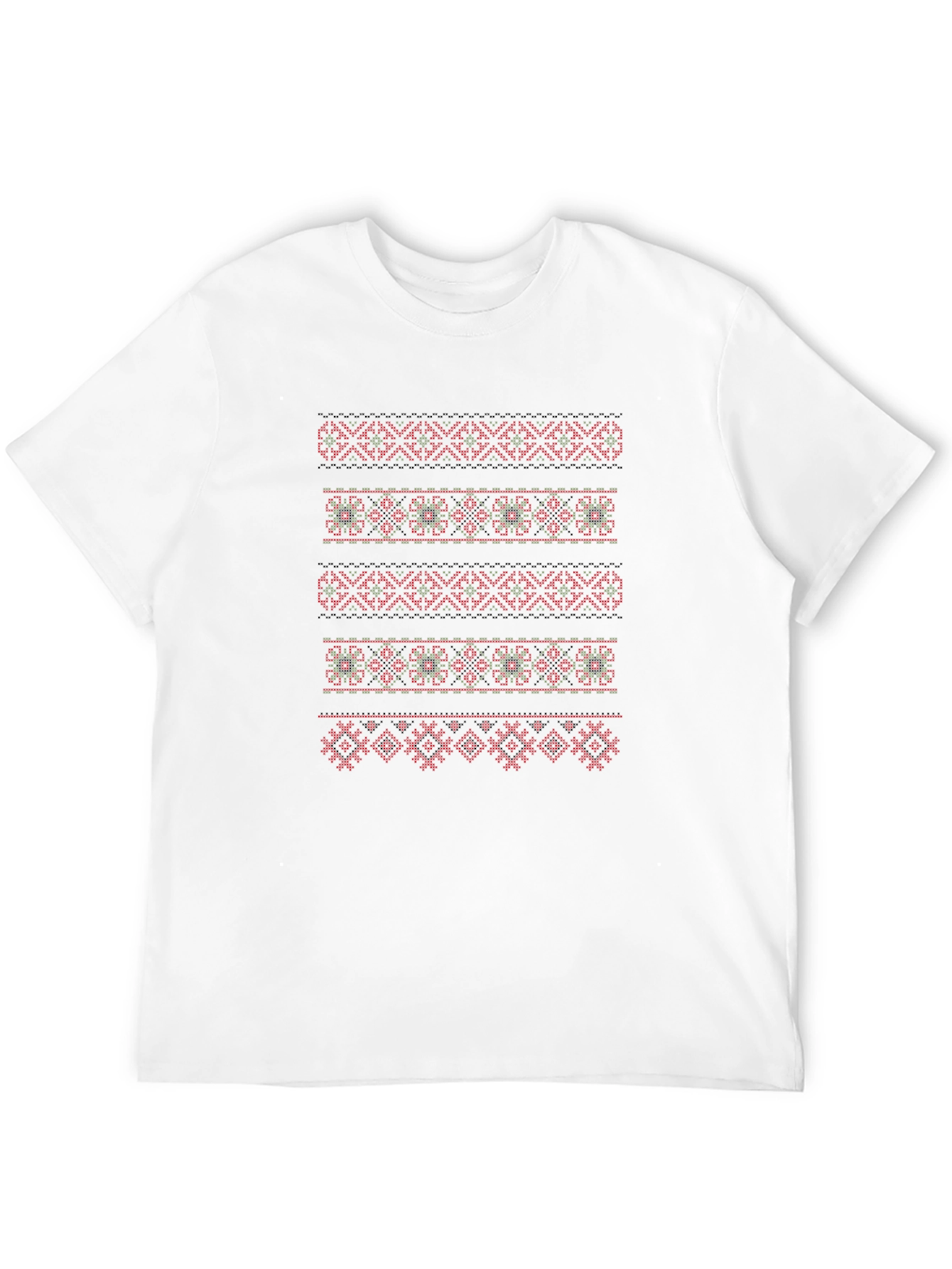 Embroidered Pattern Tee - Black Cotton Blend