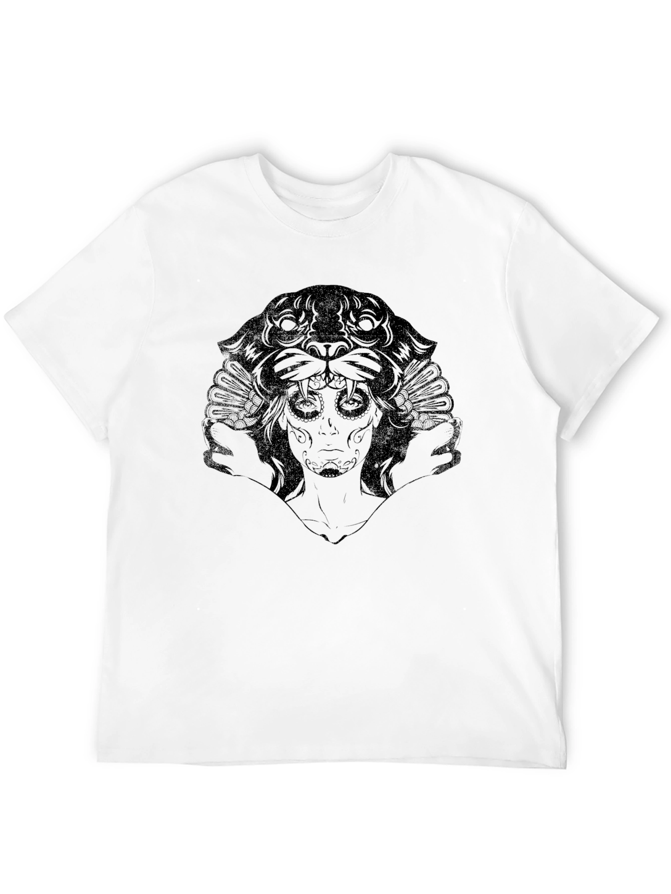 Black Graphic Tee: Panther Queen Design