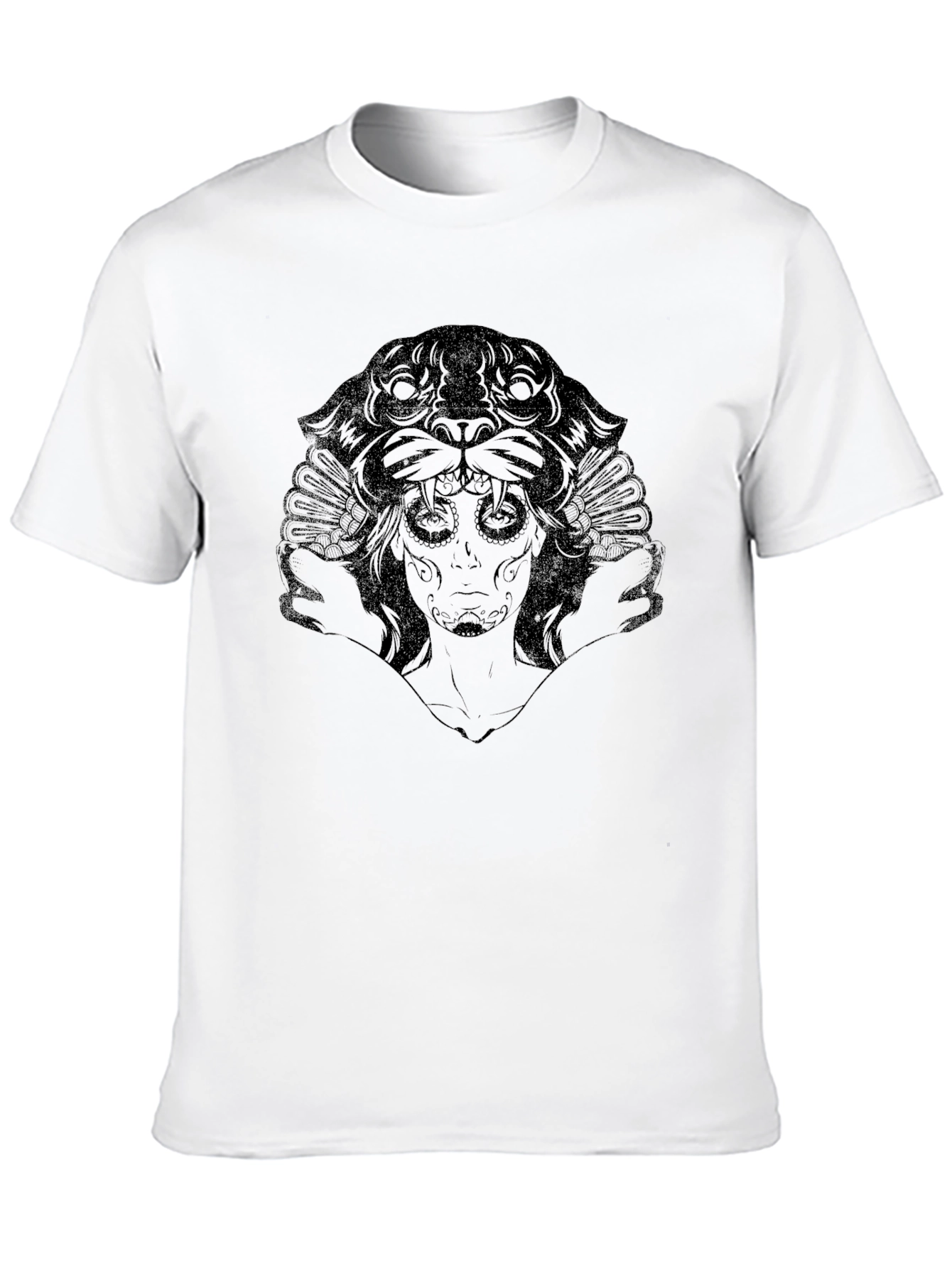 Black Graphic Tee: Panther Queen Design