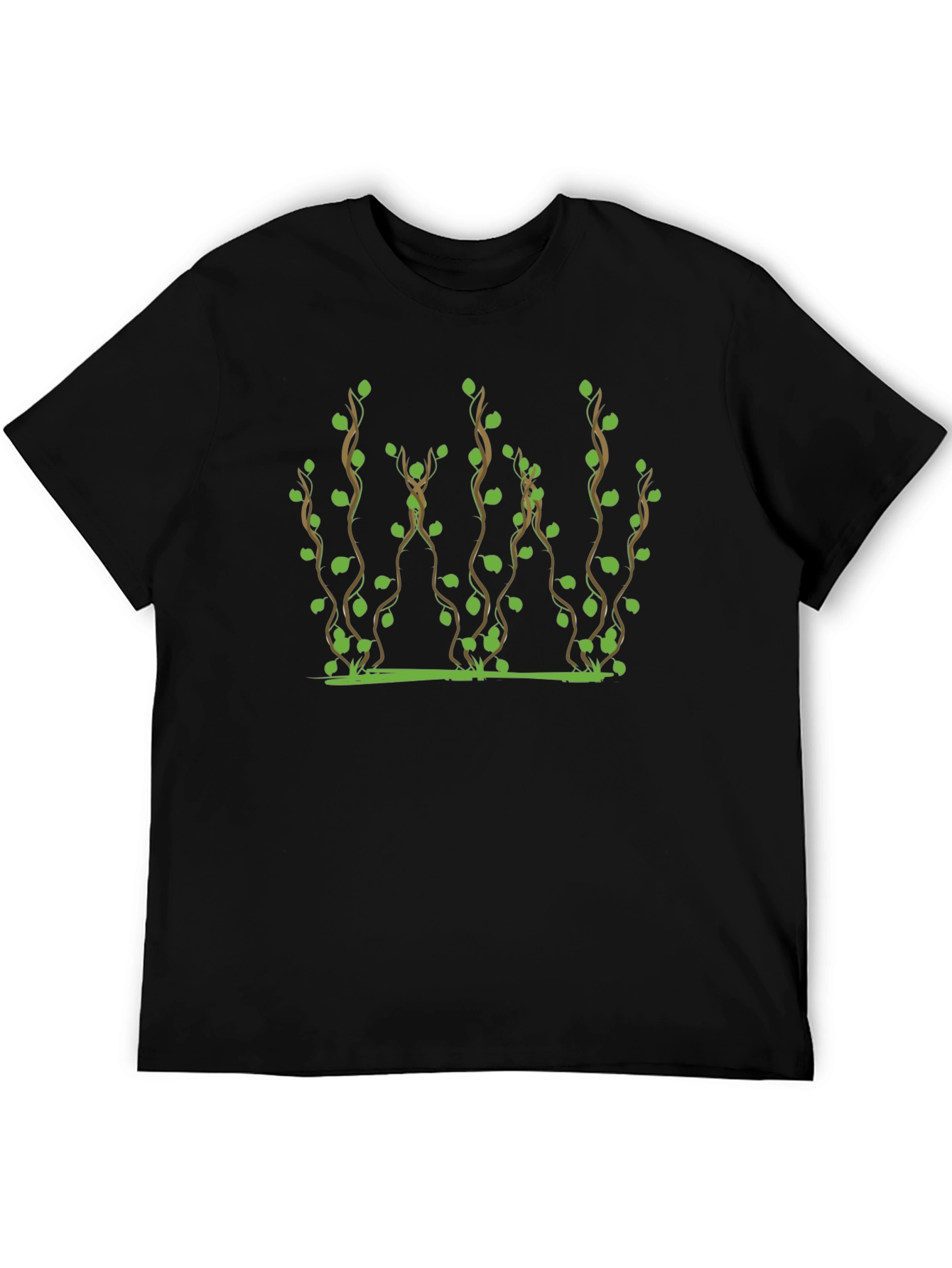 Vine Print Black T-Shirt - Nature Inspired Tee