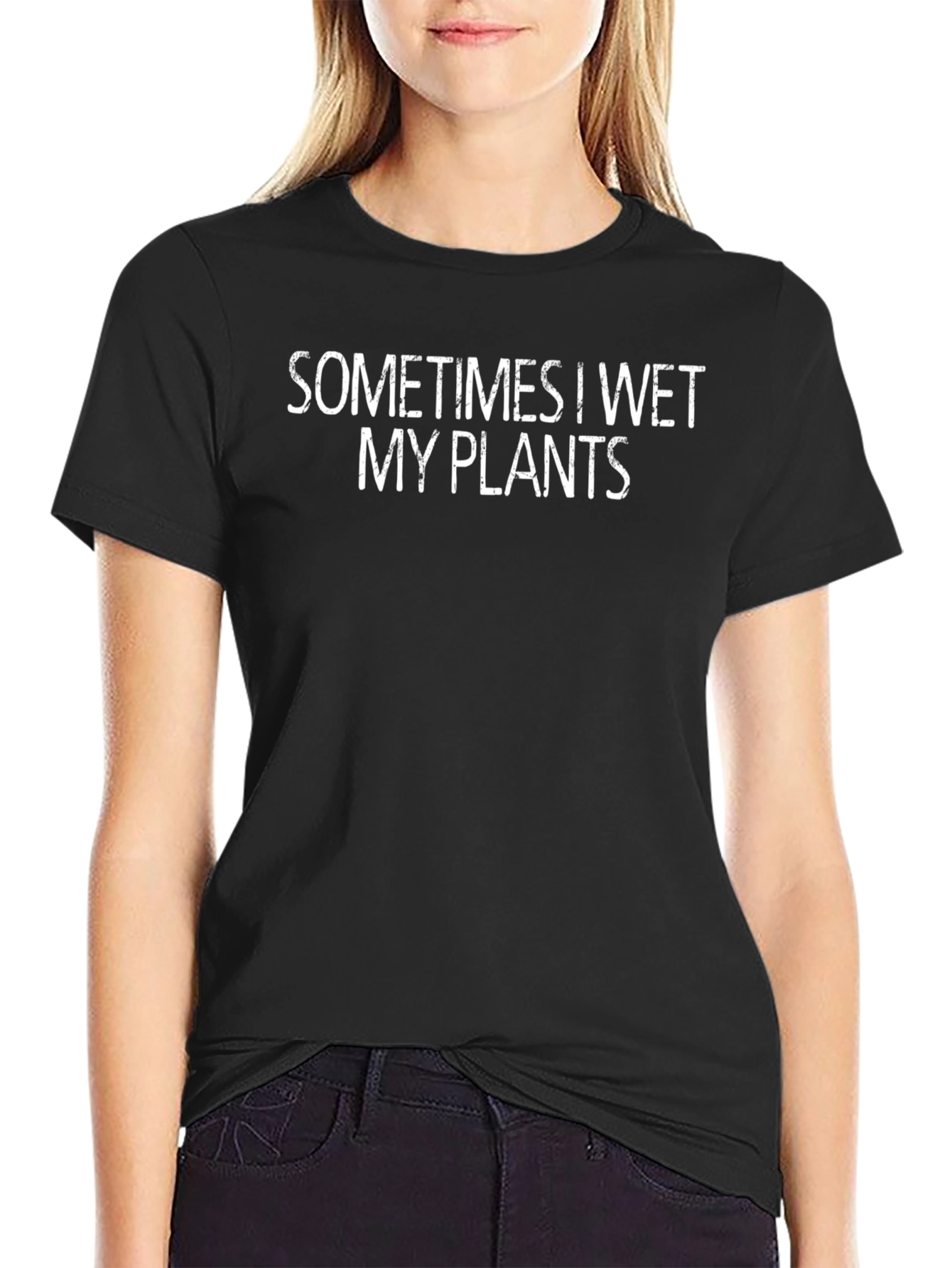Funny Sometimes I Wet My Plants Black T-Shirt