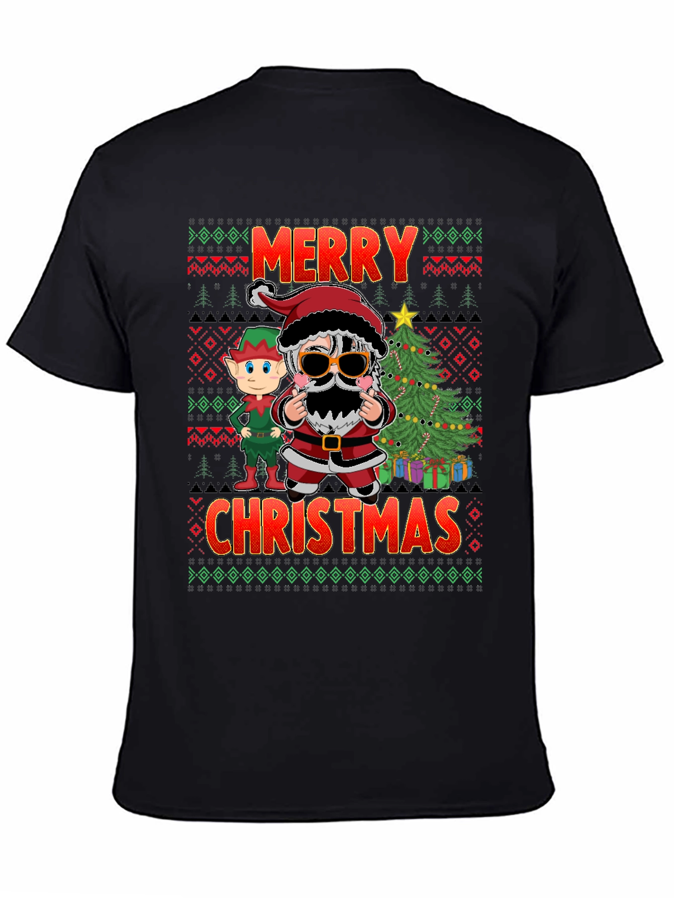 Merry Christmas Santa & Elf Graphic Tee