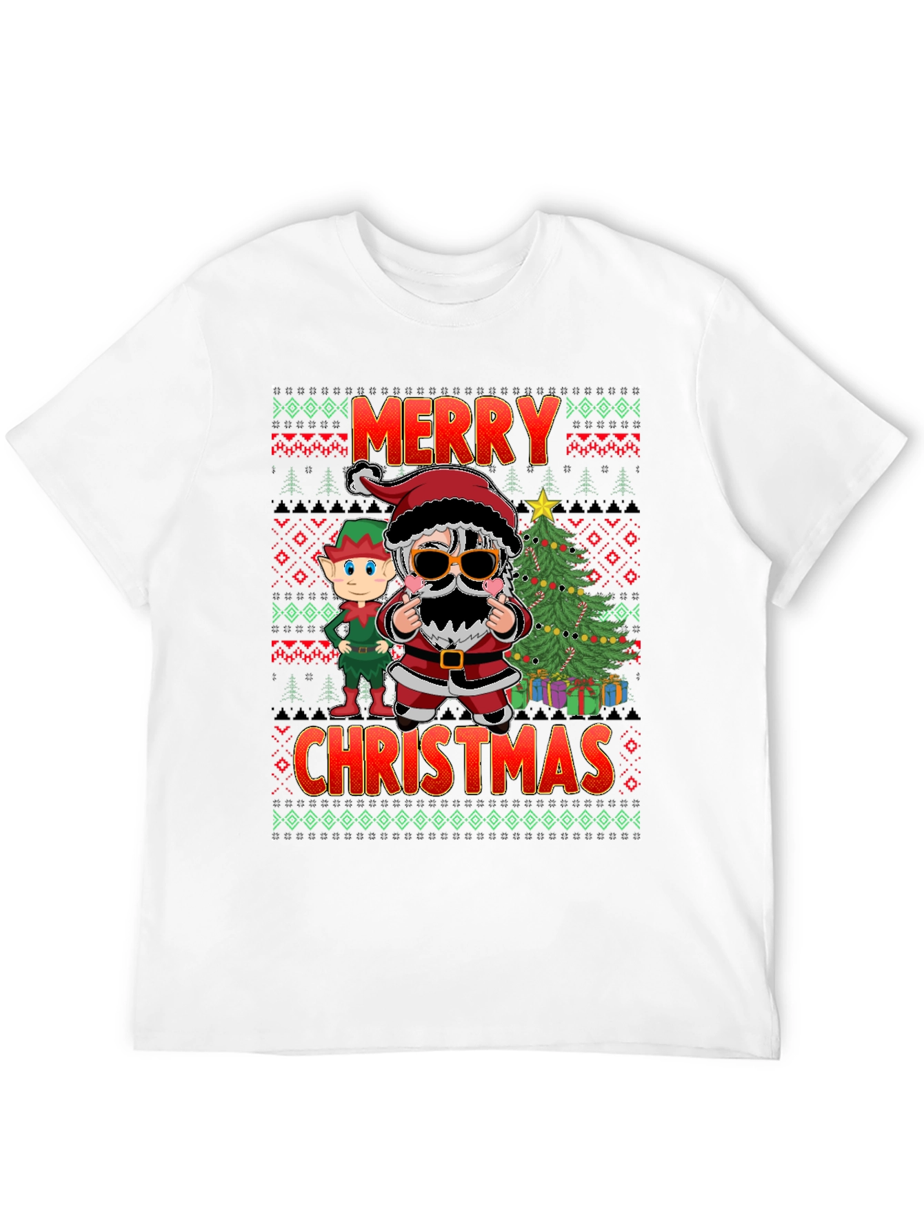 Merry Christmas Santa & Elf Graphic Tee