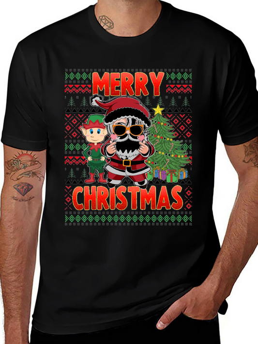 Merry Christmas Santa & Elf Graphic Tee