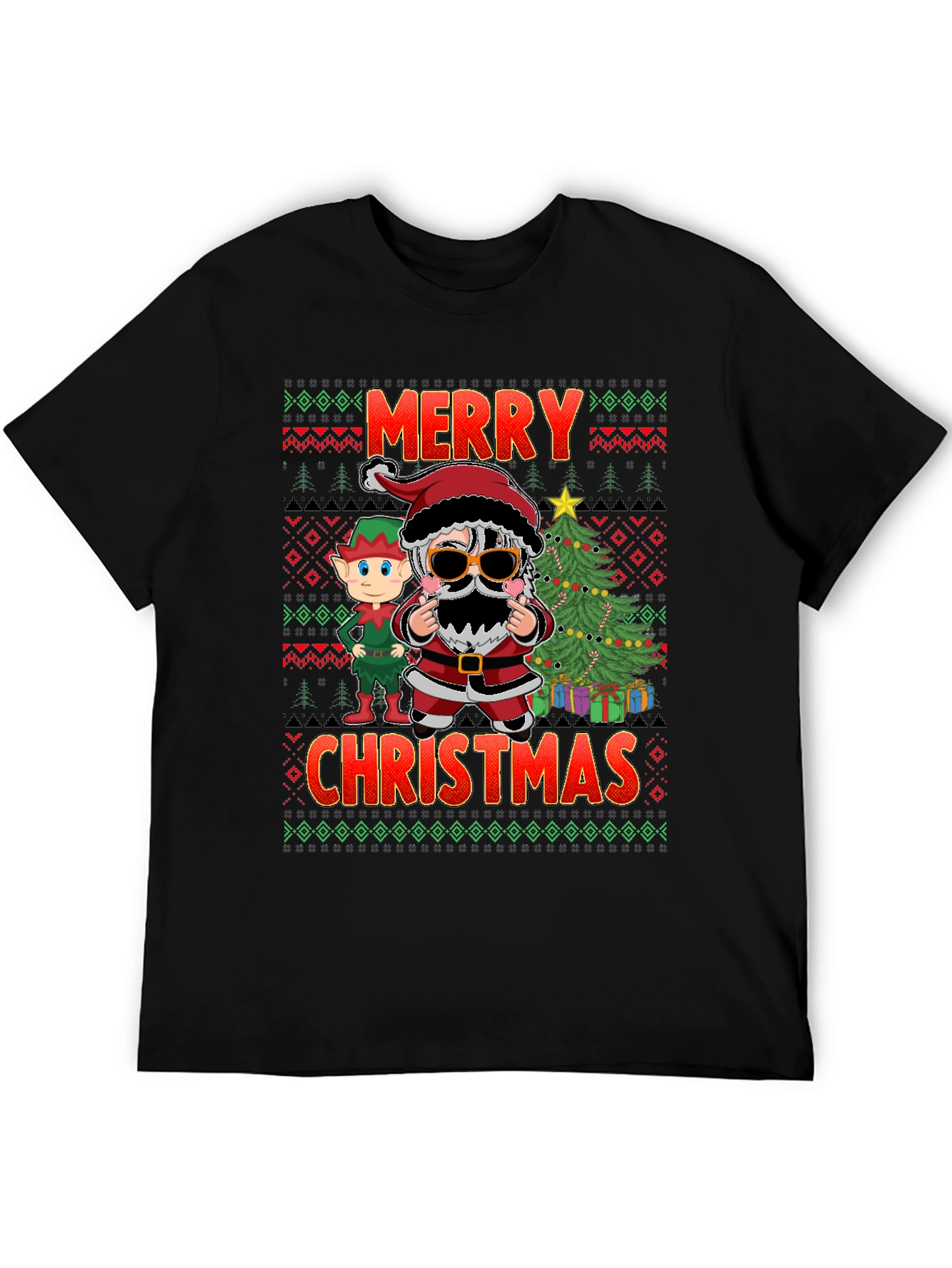 Merry Christmas Santa & Elf Graphic Tee