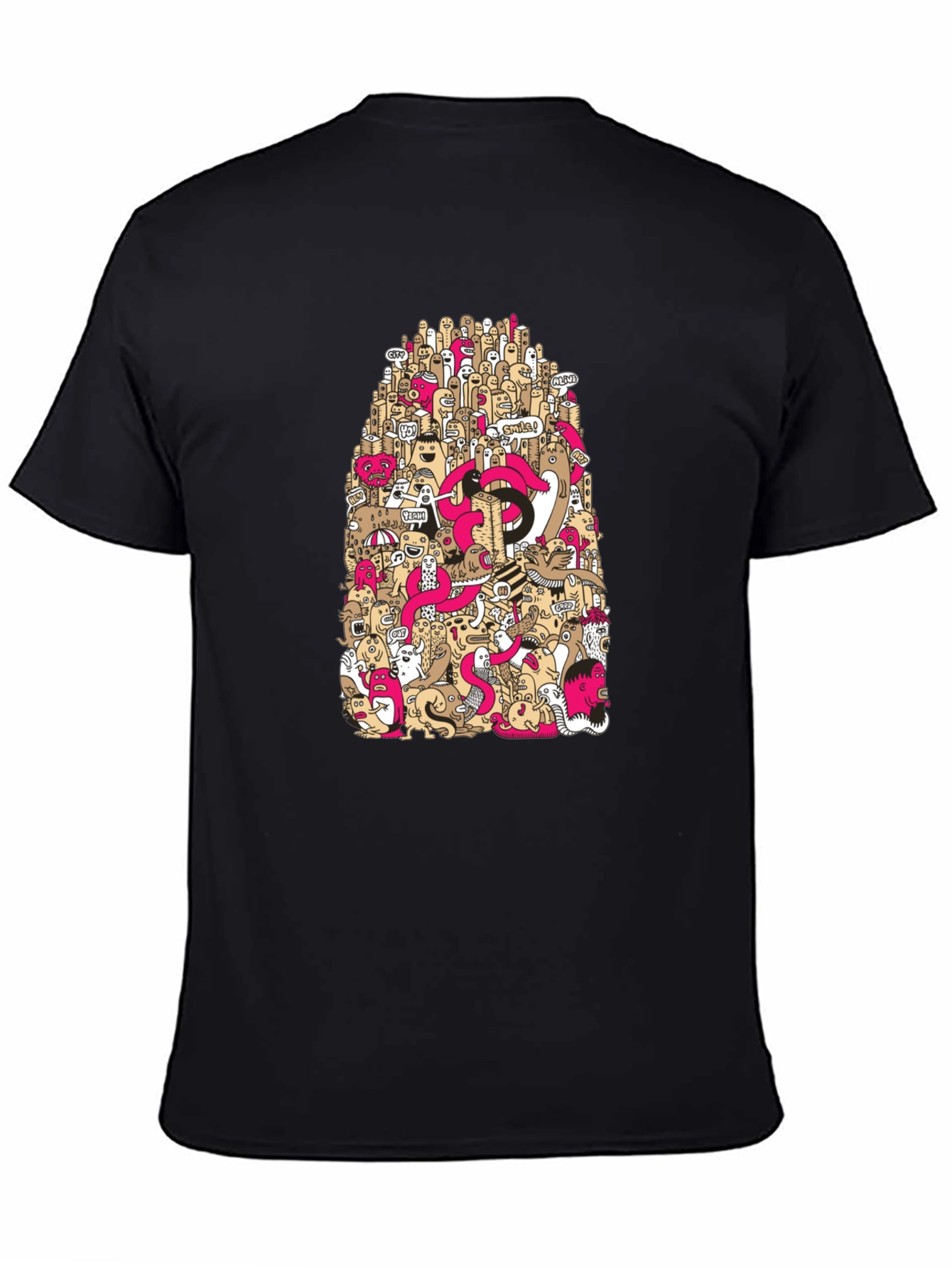 Doodle Art Graphic Print Black T-Shirt