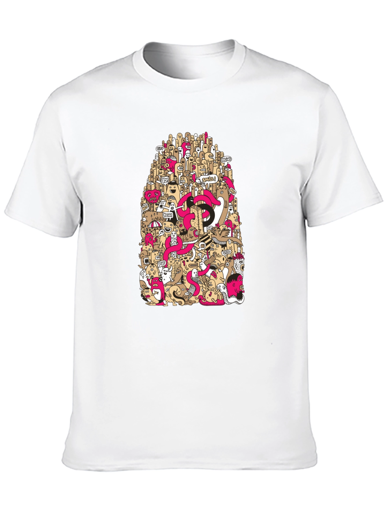 Doodle Art Graphic Print Black T-Shirt