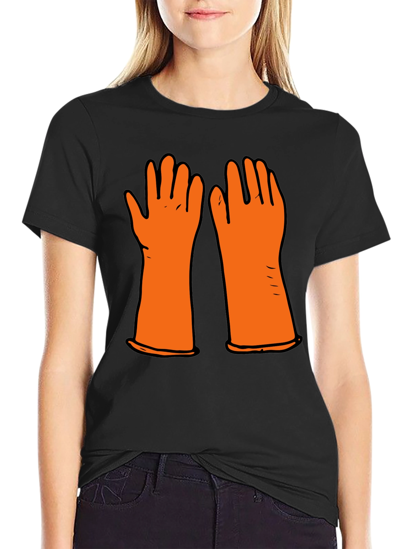 Cartoon Gloves Black Tee