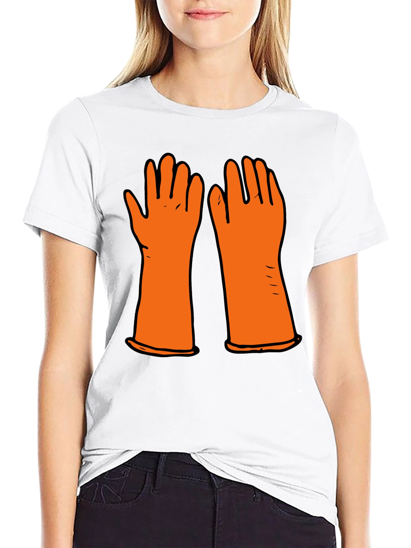 Cartoon Gloves Black Tee