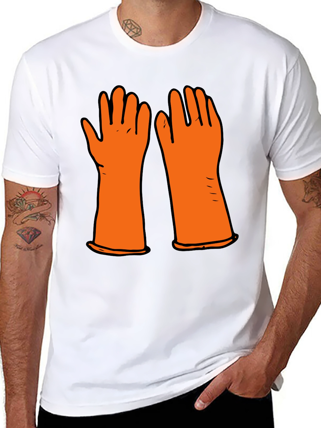 Cartoon Gloves Black Tee