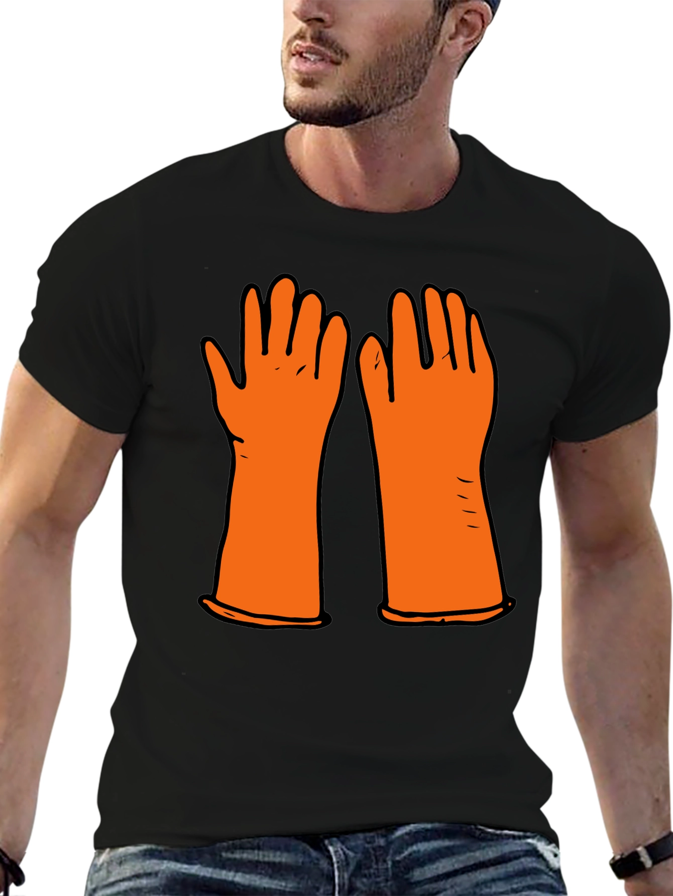 Cartoon Gloves Black Tee