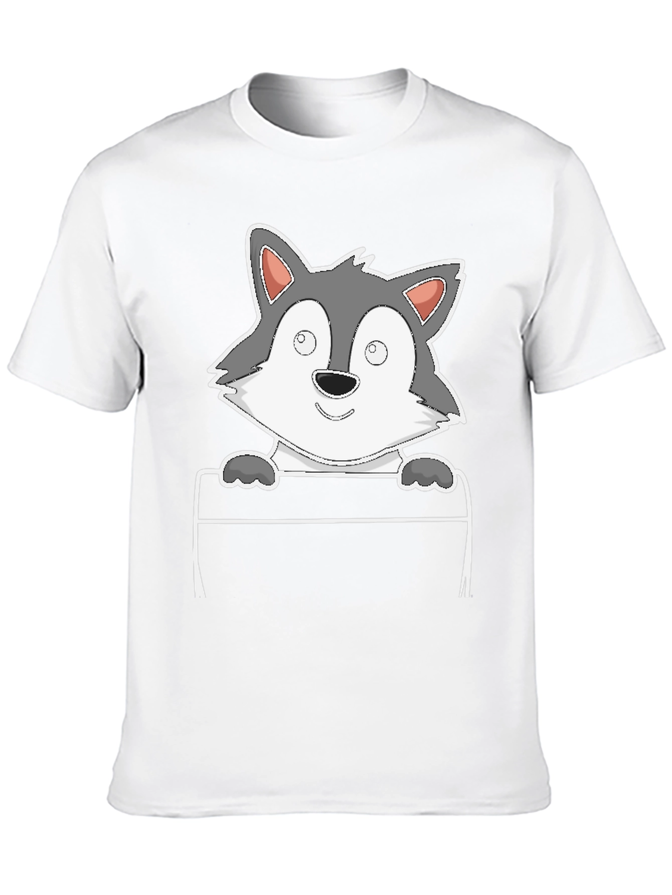 Cartoon Wolf Graphic Tee - Black