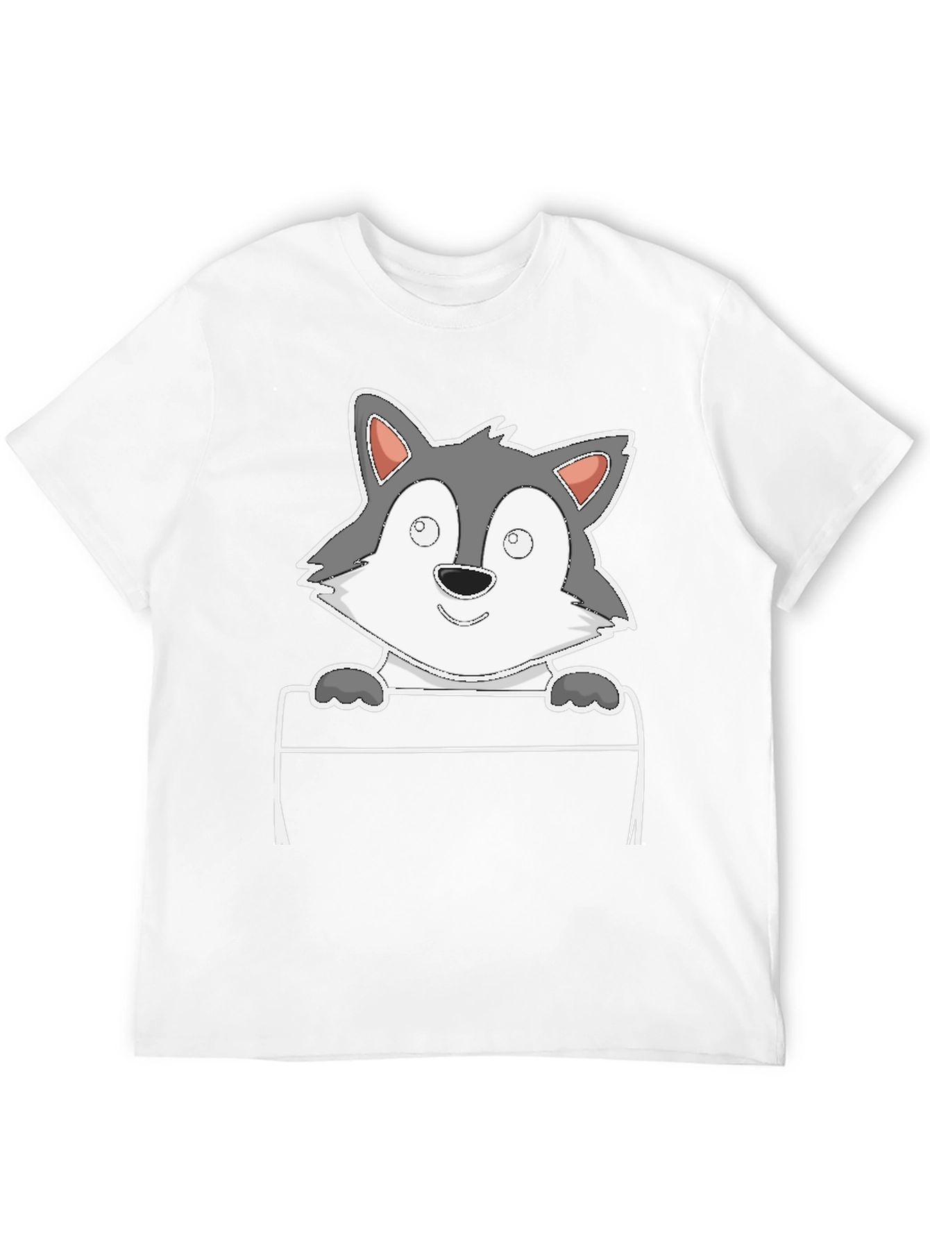 Cartoon Wolf Graphic Tee - Black