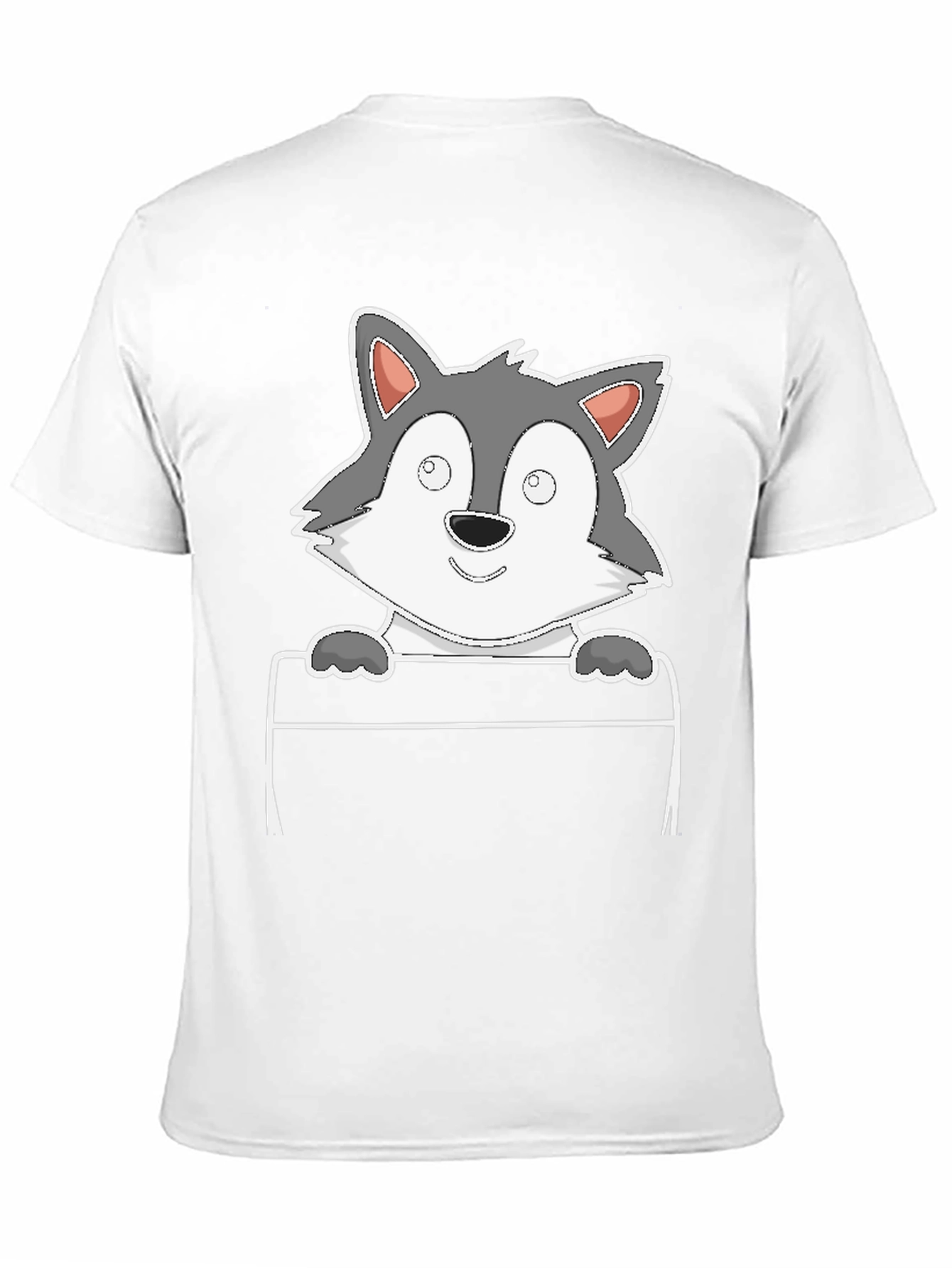 Cartoon Wolf Graphic Tee - Black