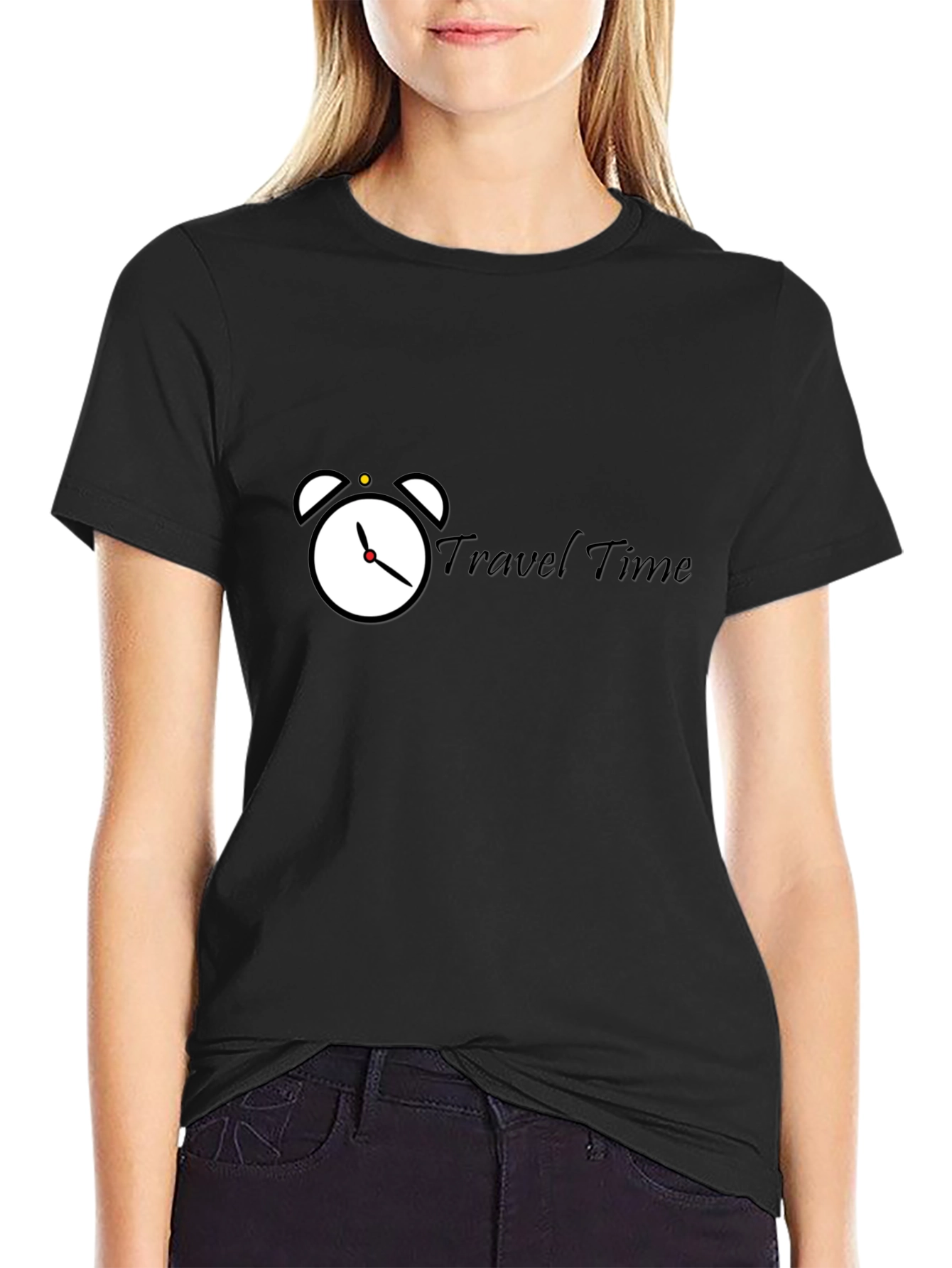 Travel Time Graphic T-Shirt - Stylish Black Tee