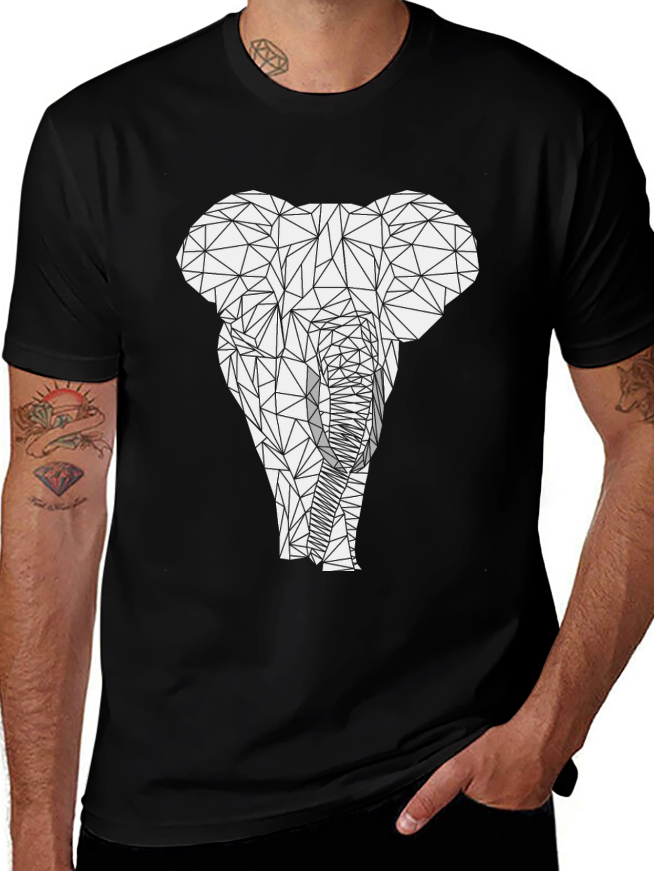 Geometric Elephant Graphic Tee - Modern Animal Print