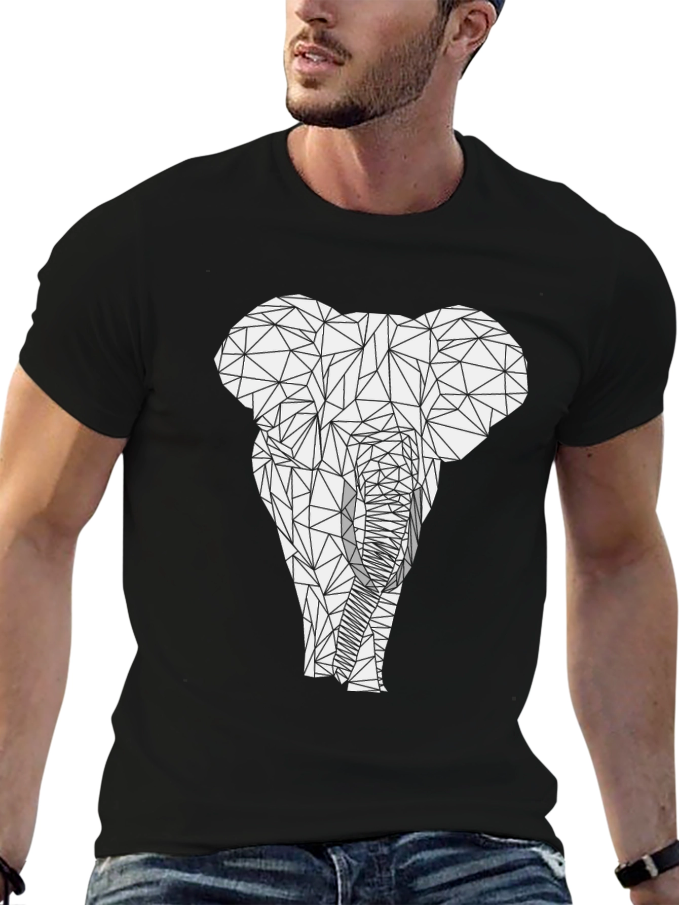 Geometric Elephant Graphic Tee - Modern Animal Print