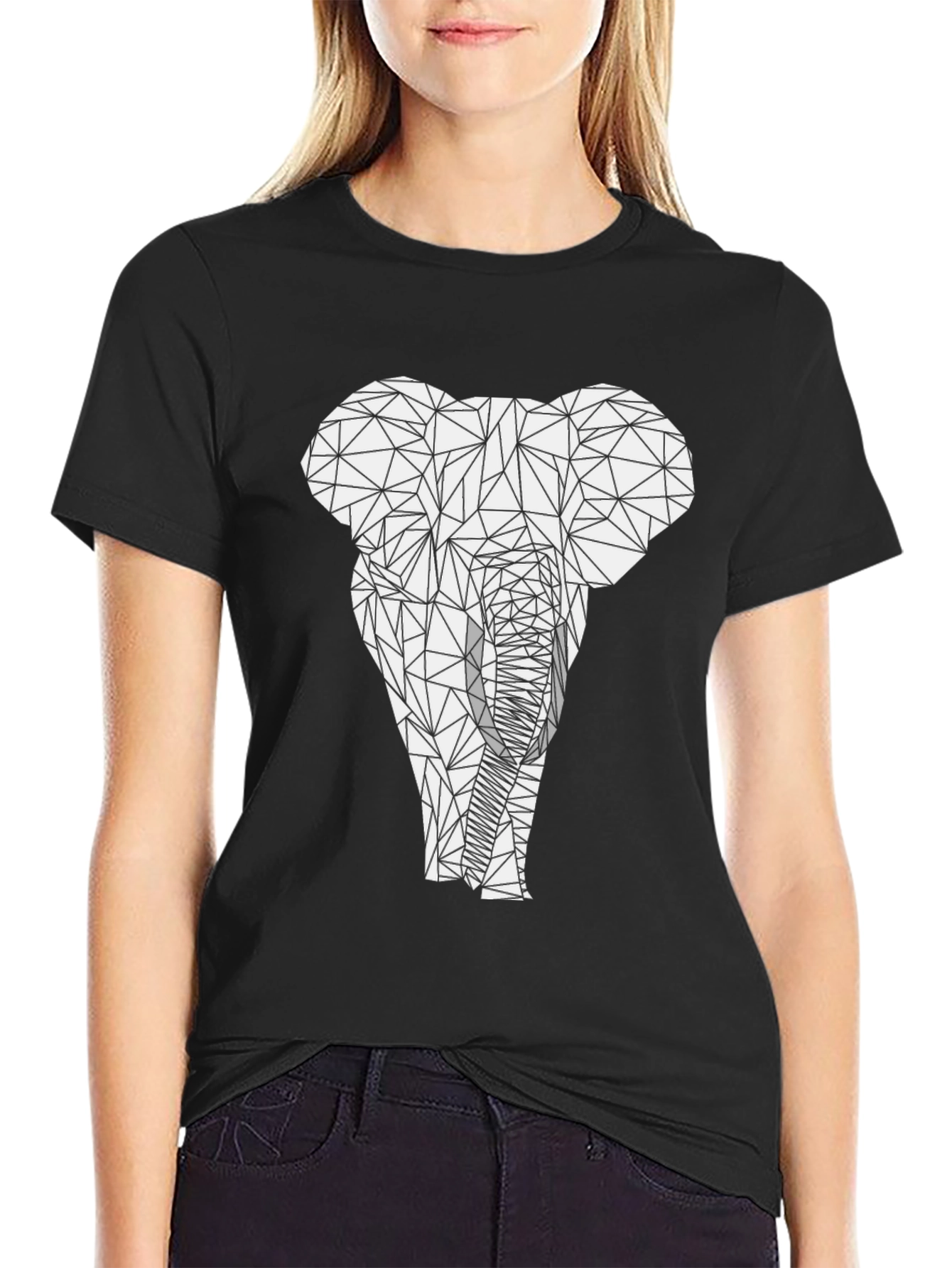 Geometric Elephant Graphic Tee - Modern Animal Print