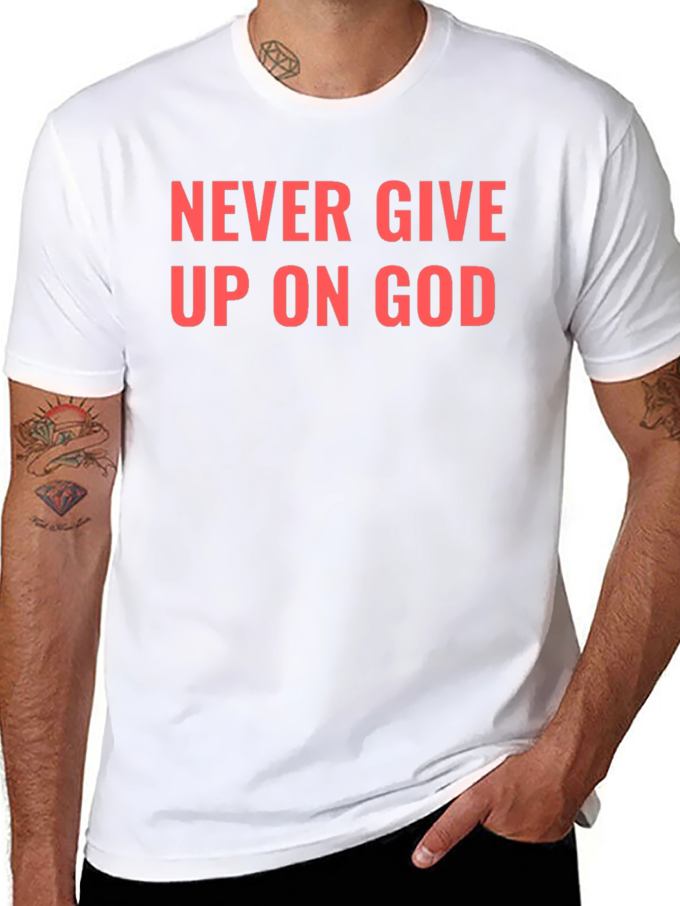 Never Give Up On God Black T-Shirt