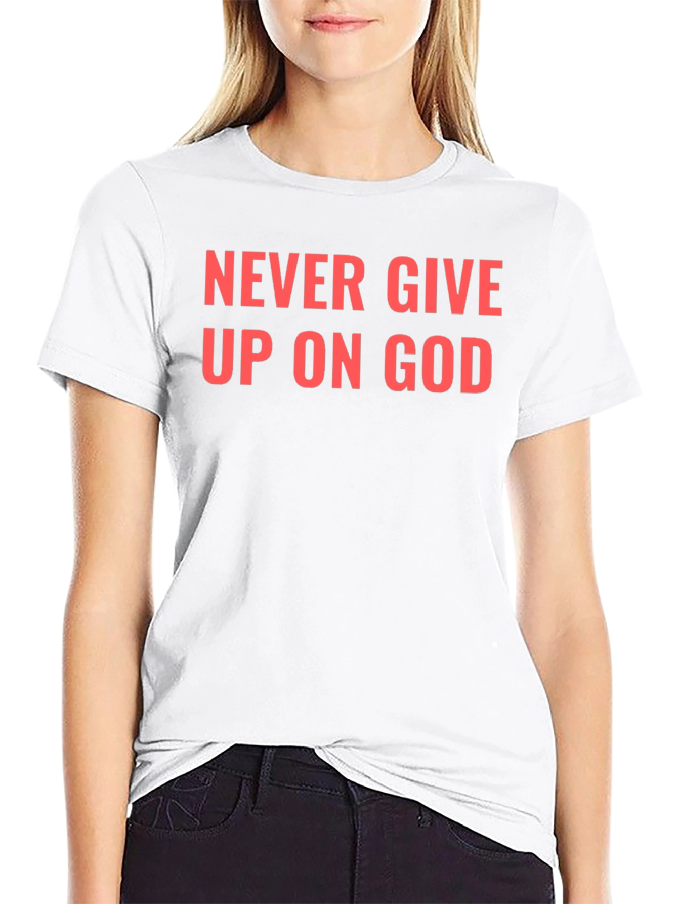 Never Give Up On God Black T-Shirt