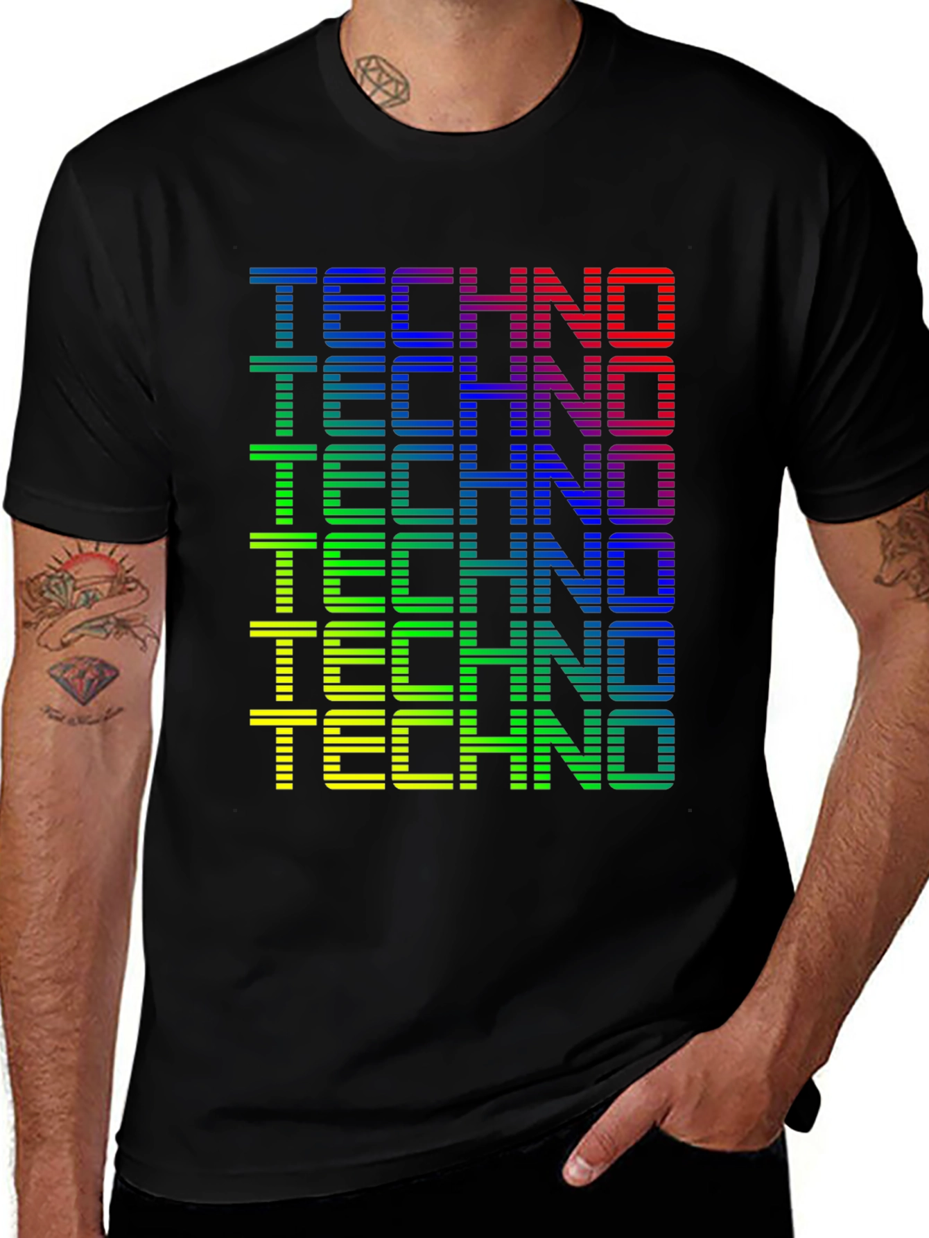 Retro Techno Graphic Tee - Black