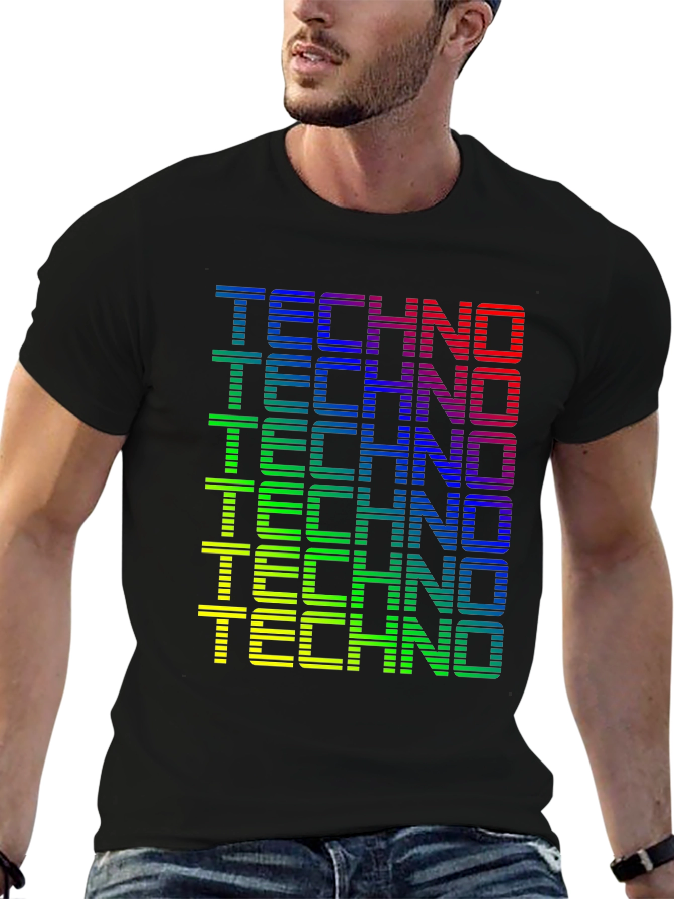 Retro Techno Graphic Tee - Black