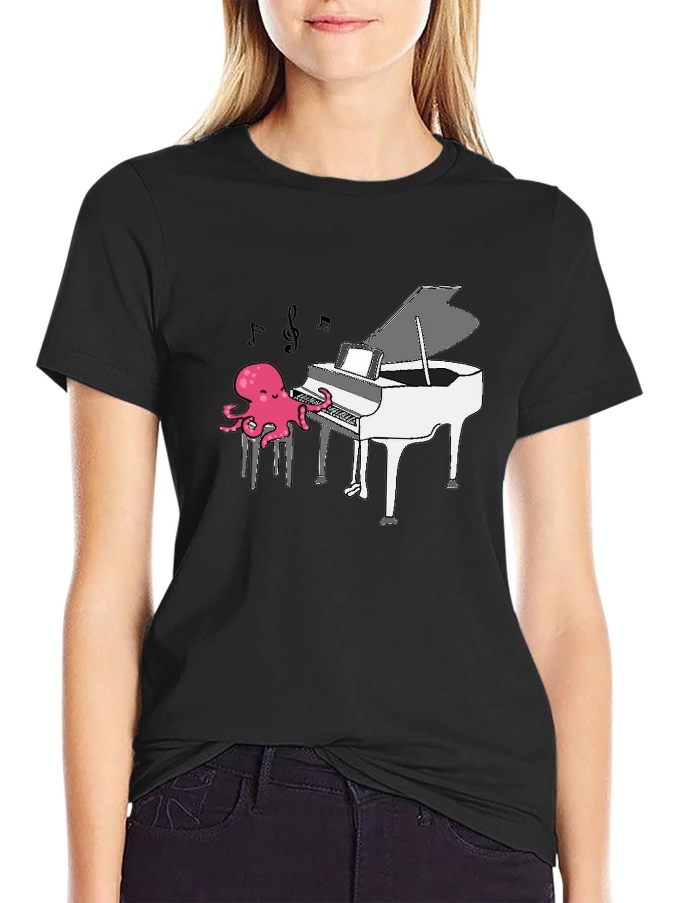 Octopus Piano Player T-Shirt - Black